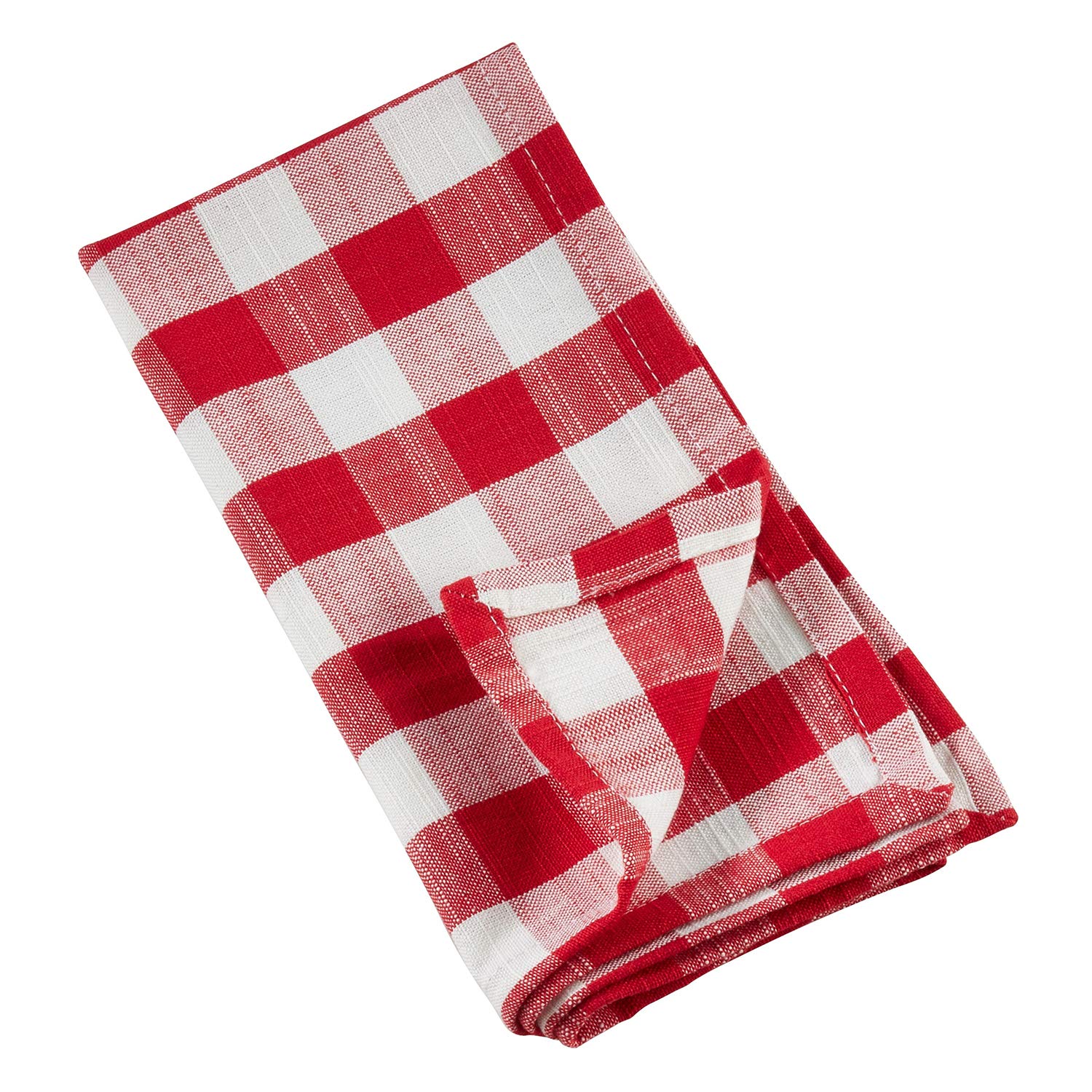 Fennco Styles Gingham Collection Farmhouse Plaid 100% Cotton Cloth Napkins, Set of 4 - Red Dinner Napkins for Brunches, Banquets, Special Events | Perfect for Farmhouse Decor, Wedding Receptions & Holiday Table Settings
