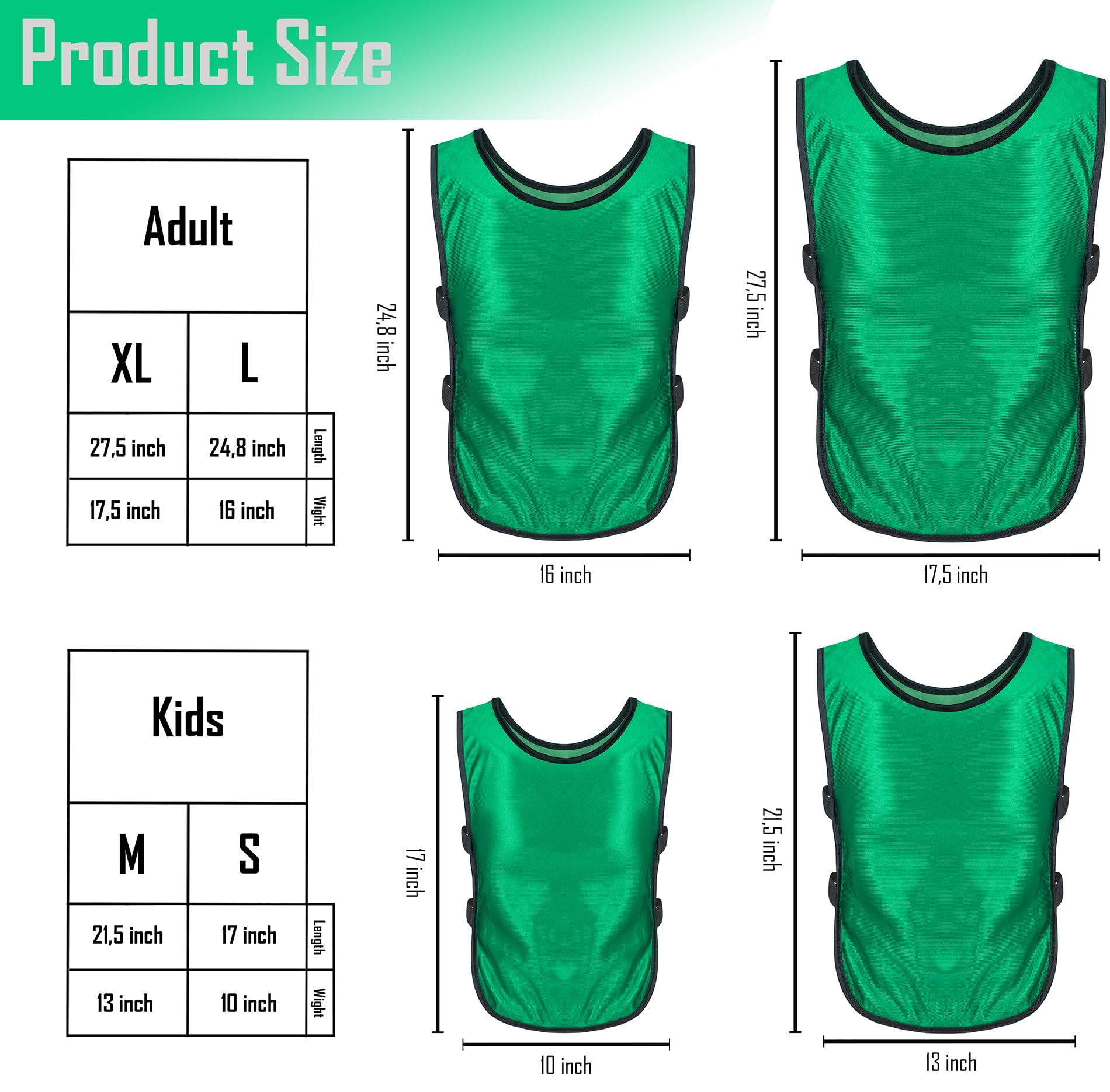 HIRQUITICKE Reversible Soccer Training Bibs for Adults & Youth - Breathable Mesh Practice Vests for Football, Basketball, Soccer - Ideal for Team Drills, Scrimmages & Sports Camp Activities