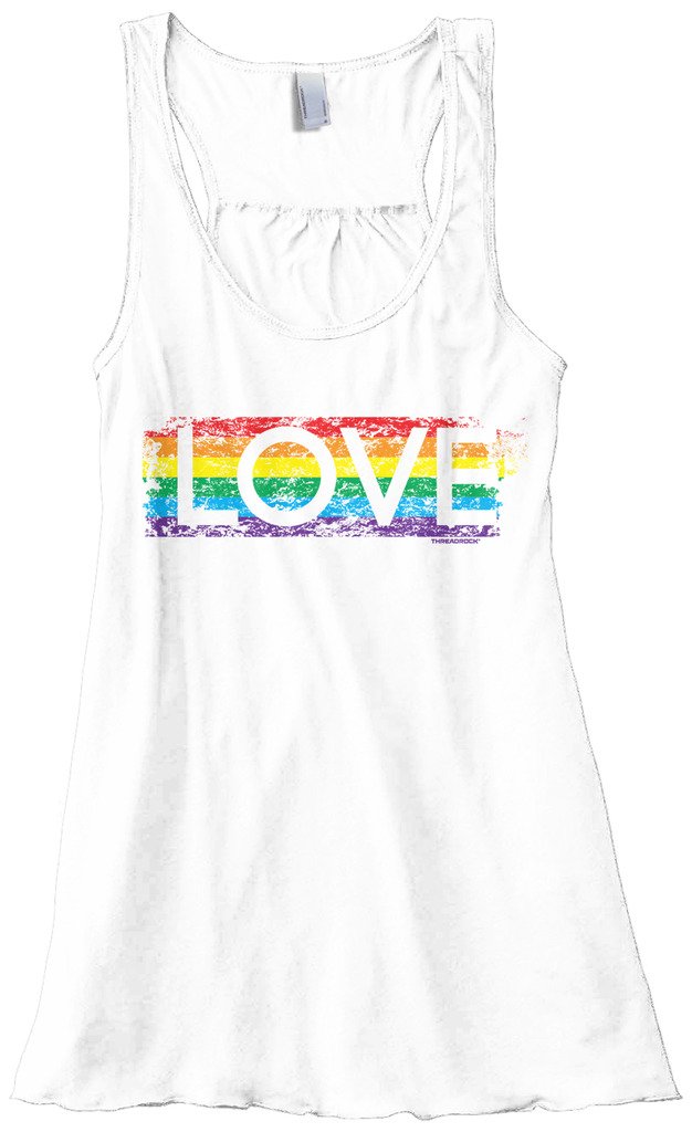 Threadrock Women's Rainbow Love Flowy Racerback Tank Top - LGBTQ+ Pride Apparel for Summer, Festivals & Casual Wear