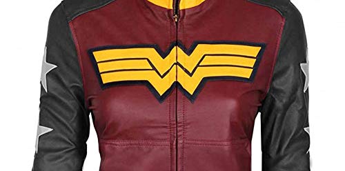 Wonder Woman Gal Gadot Inspired Faux Leather Jacket for Women - Brown & Black Superhero Costume, Cosplay & Halloween Outfit