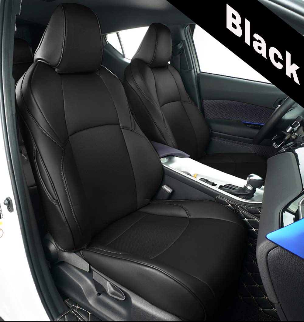 Premium Waterproof Leather Car Seat Covers Full Set - Custom Fit for Toyota C-HR 2018-2023 Models | Universal Design for Men & Women | Black Interior Upgrade | Perfect for Daily Commutes, Road Trips & Family Protection