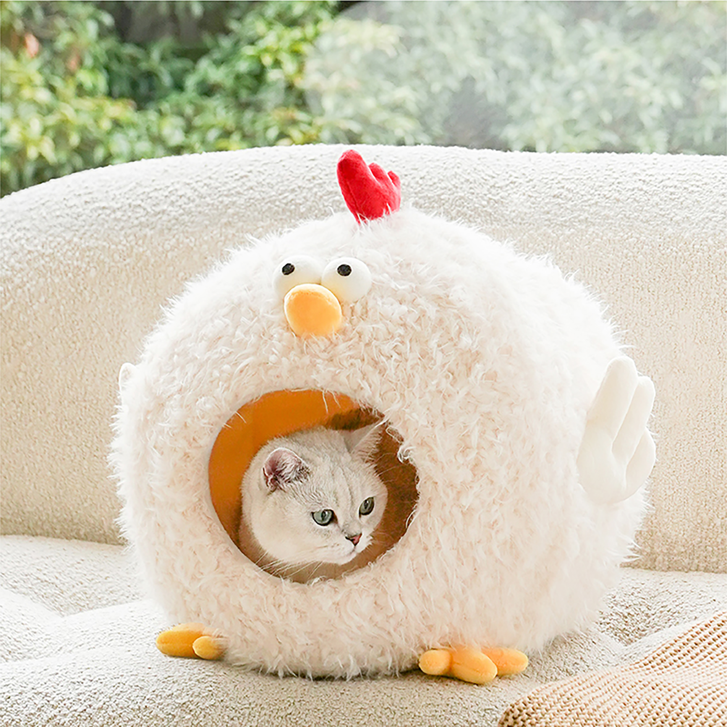 ZEZE Pets Lil' Hen Dog & Cat Bed - Cozy Plush Pet Bed for Small Dogs & Cats - Perfect for Bedroom, Living Room & Travel