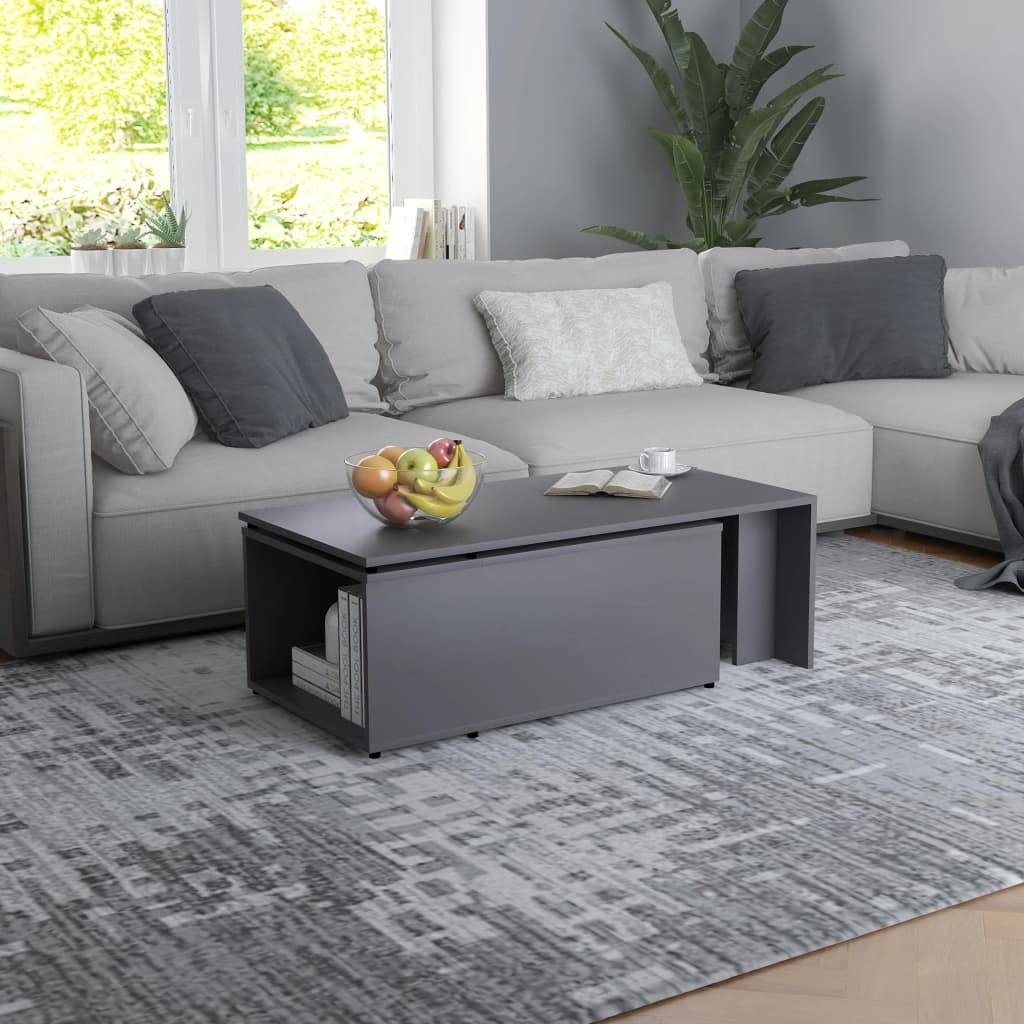 Modern Gray End Table with Storage - 59.1