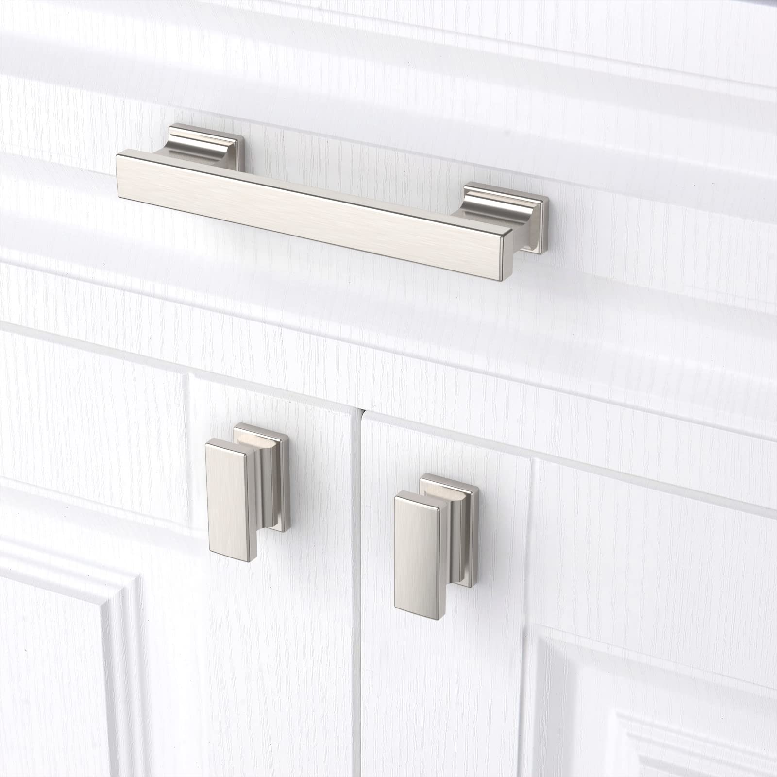 2 Pack 3.75 Inch (96mm) Brushed Satin Nickel Cabinet Handles - Kitchen Cabinet Pulls & Drawer Handles for Dresser, Wardrobe, Cupboard - Perfect for Home Renovation & Furniture Upgrade