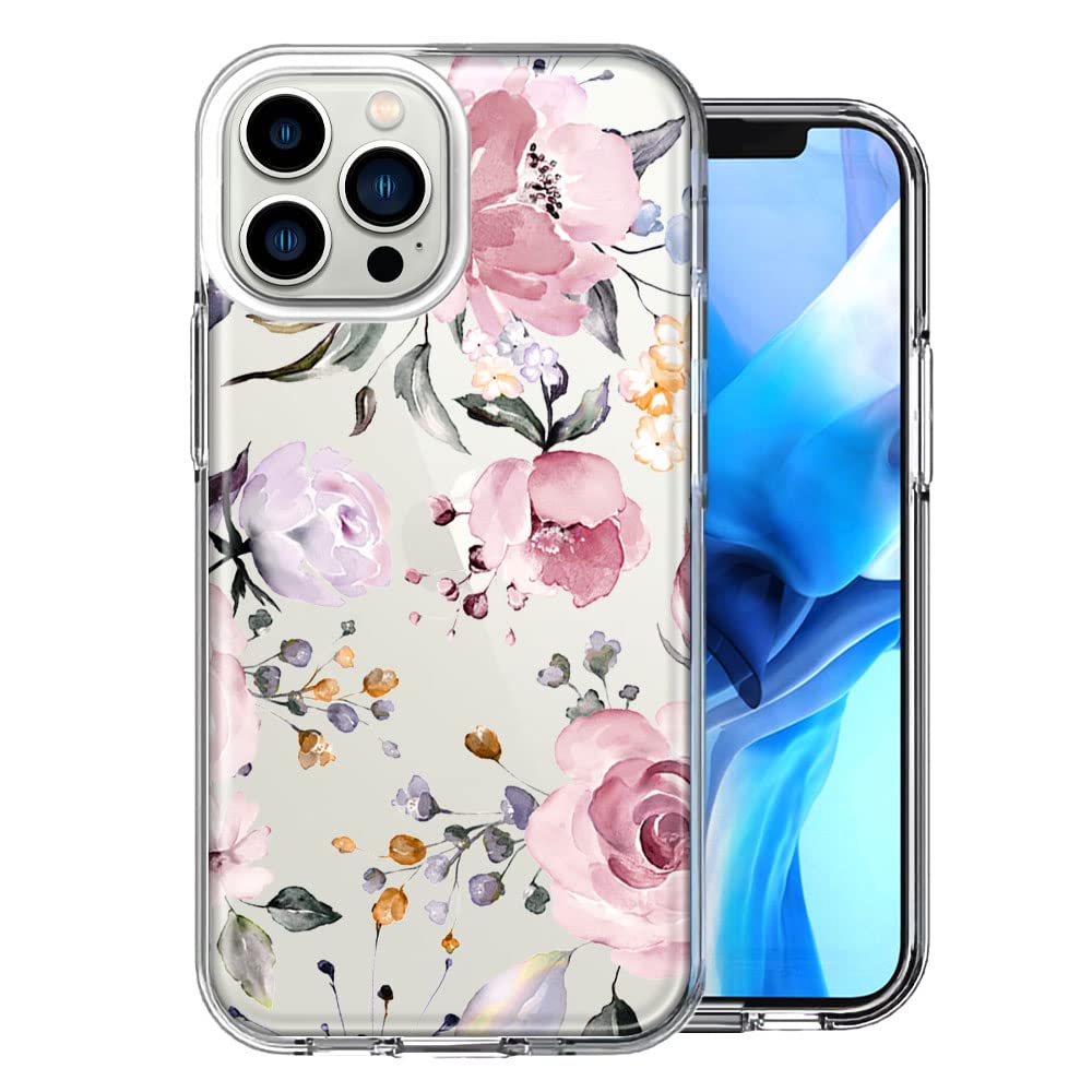 Mundaze Soft Pastel Floral Phone Case for Apple iPhone 12 Pro/12 - Shockproof Hybrid Hard Shell with Soft Protection - Perfect for Spring Fashion & Everyday Use