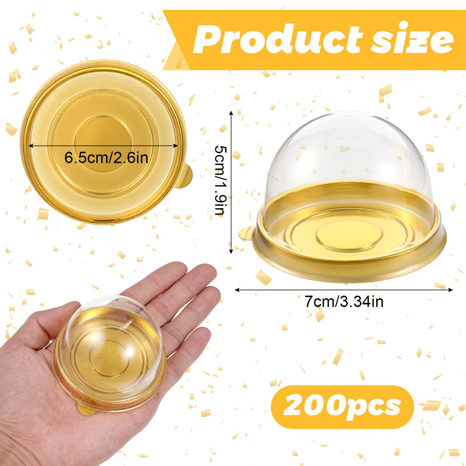 200-Piece Clear Charcuterie Domes with Lids - Mini Cake Pans & Cupcake Containers for Desserts, Cheesecake, Cookies | Perfect for Party Snacks, Baking, and Food Display