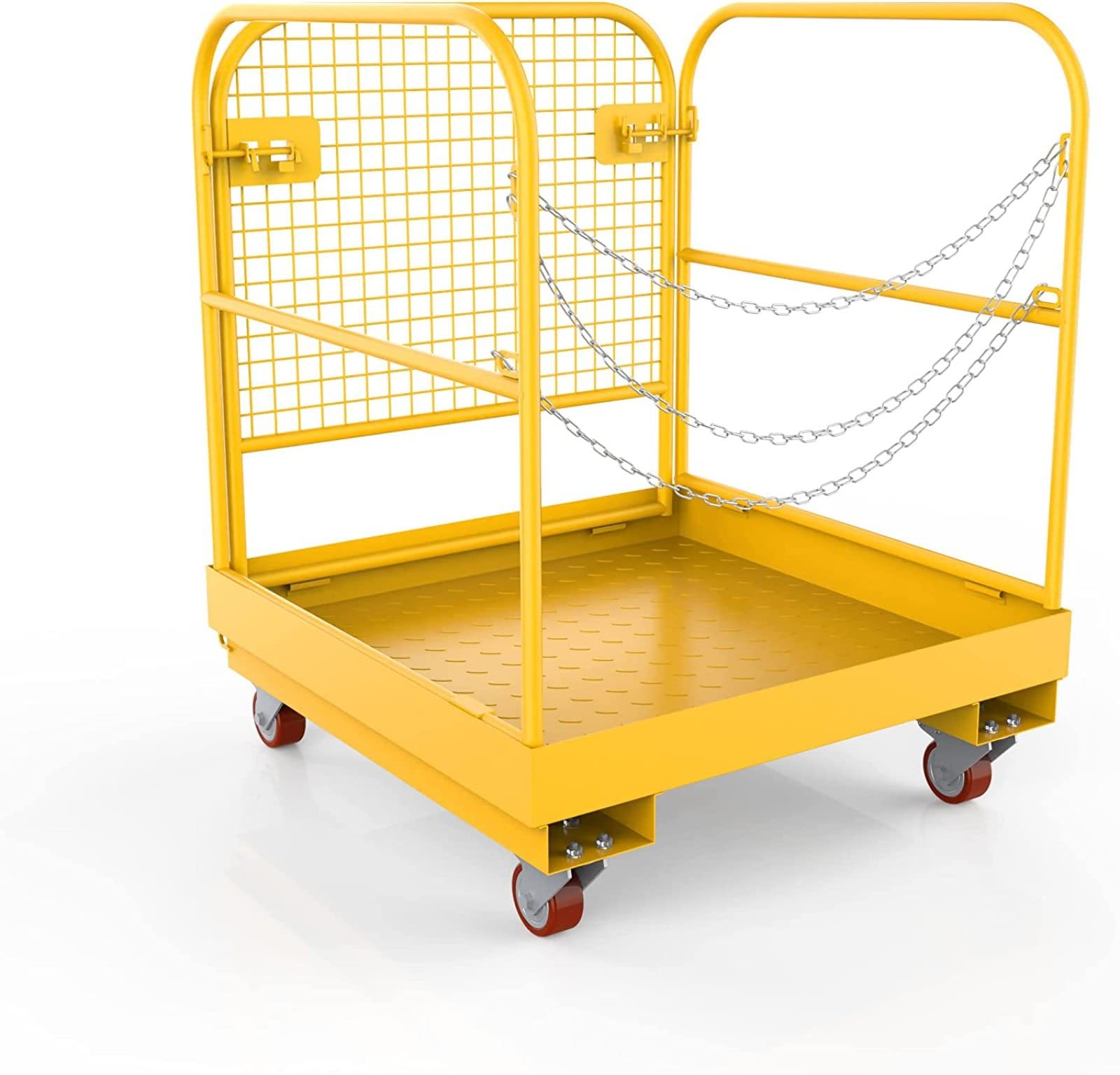 Heavy Duty Forklift Safety Cage with 4 Universal Wheels - 1200LBS Capacity Collapsible Aerial Work Platform - 2-Man OSHA Compliant Lift Basket for Warehouse & Construction - 36