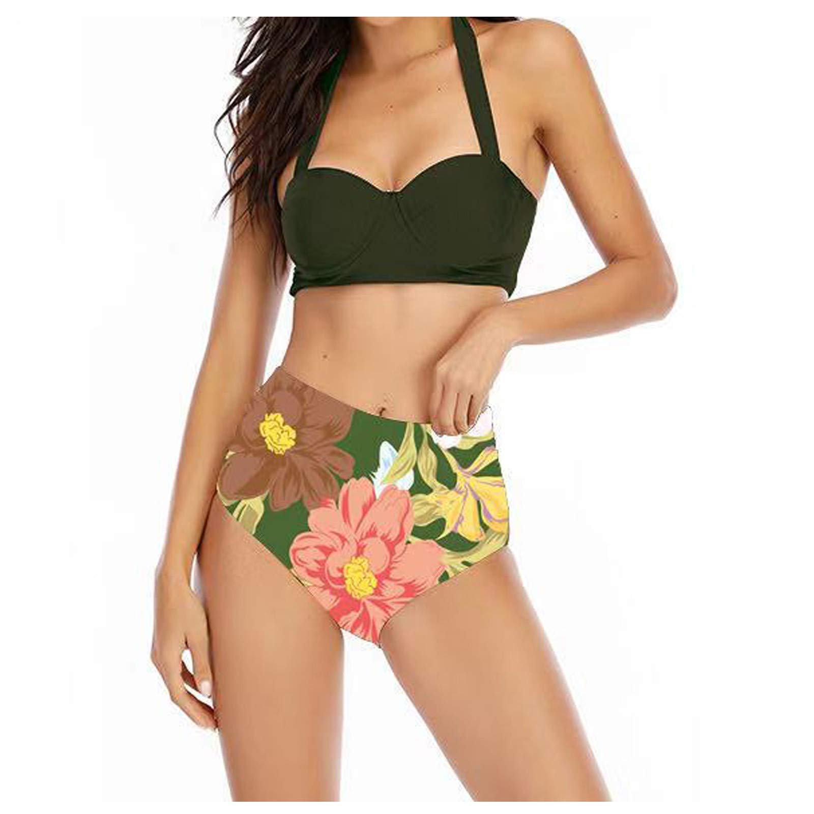 Women's Two Piece Swimsuit - Halter Bikini Set with High Waist | Sexy Beach Swimwear for Summer Vacation & Pool Party | Perfect for Swimming, Sunbathing & Tropical Getaways