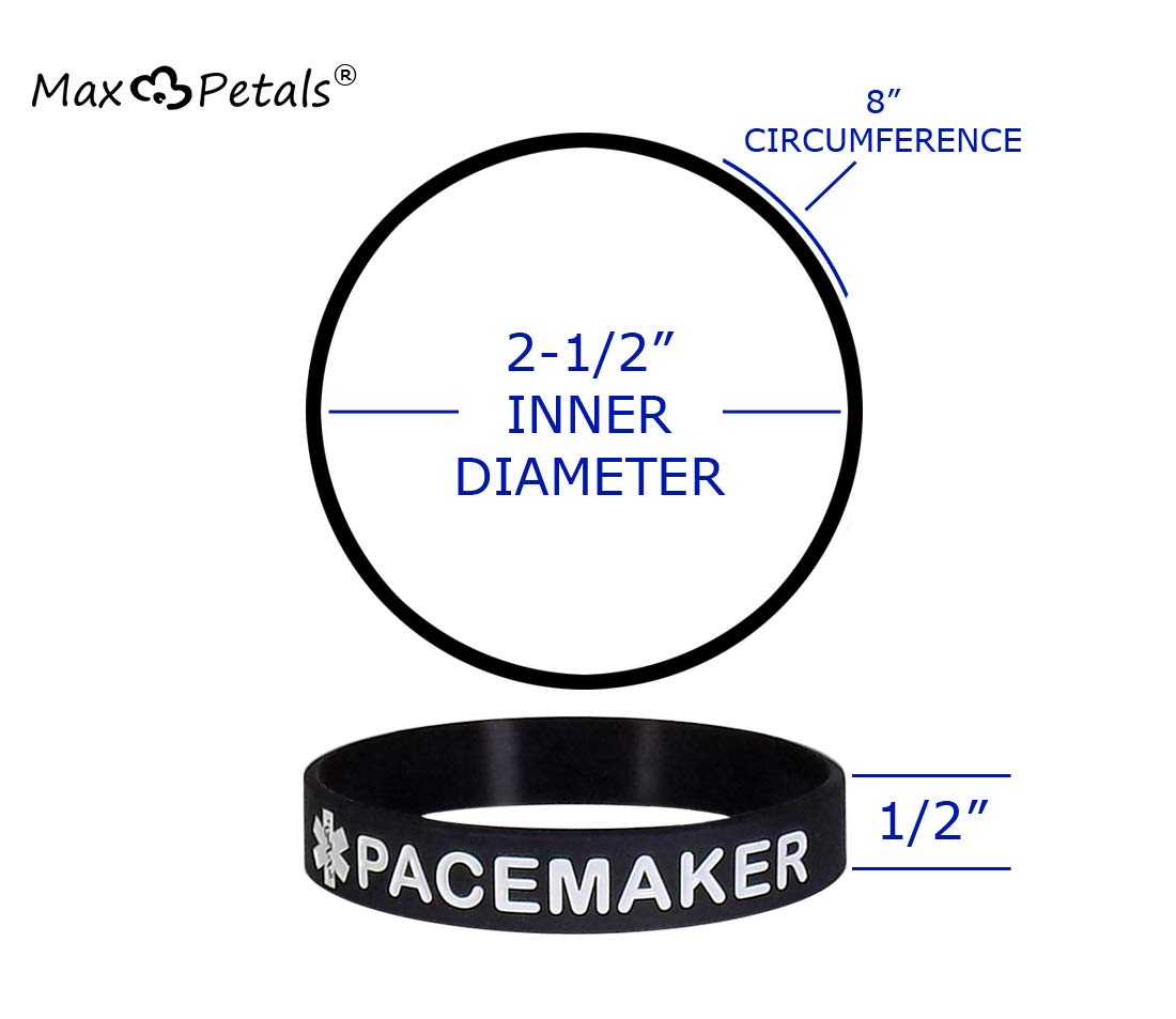 PACEMAKER Medical Alert ID Silicone Bracelet Wristbands 4 Pack - Waterproof Emergency Medical ID Bracelets for Adults & Seniors with Heart Conditions - Perfect for Daily Wear, Travel & Emergency Situations