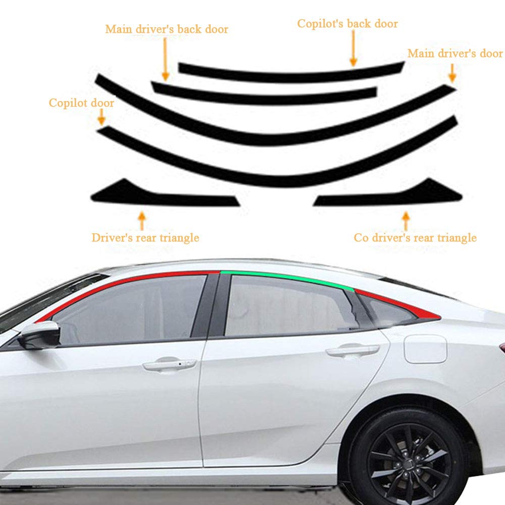 XITER Car Door Window Edge Trim Stripe - Carbon Fiber Black Exterior Auto Body Cover Sticker for Honda 10th Gen Civic 2016-2021 - Upgrade Accessories for Style & Protection (Perfect for Car Shows, Daily Driving & Customization)