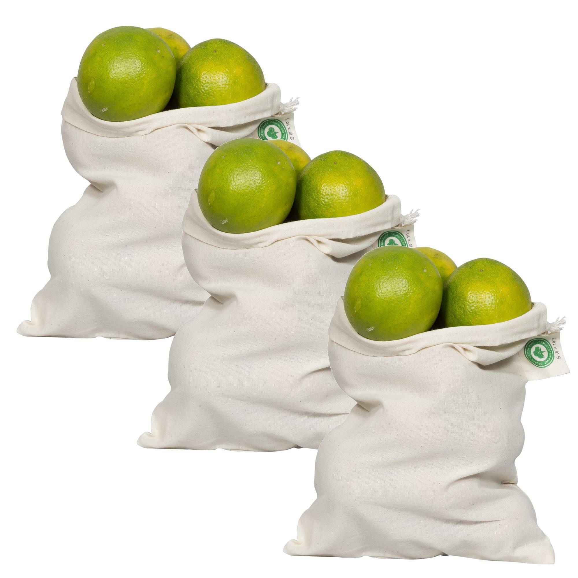 Organic Cotton Reusable Grocery Bags for Produce - Small 8