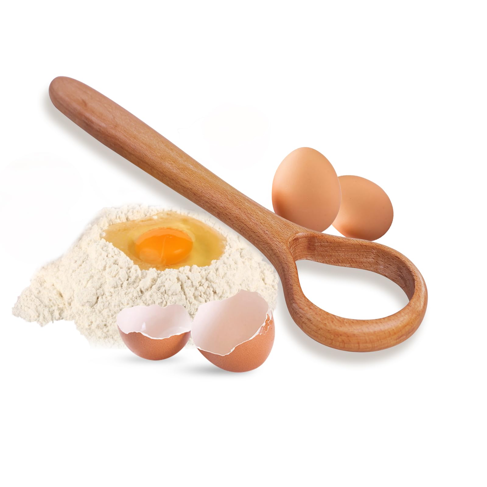 13-Inch Danish Dough Whisk - Wooden Baking Whisk for Sourdough Bread, Pizza, Pastry & Cake Batter - Traditional Dutch Style Bread Mixing Tool - Perfect for Home Bakers & Artisan Bread Making