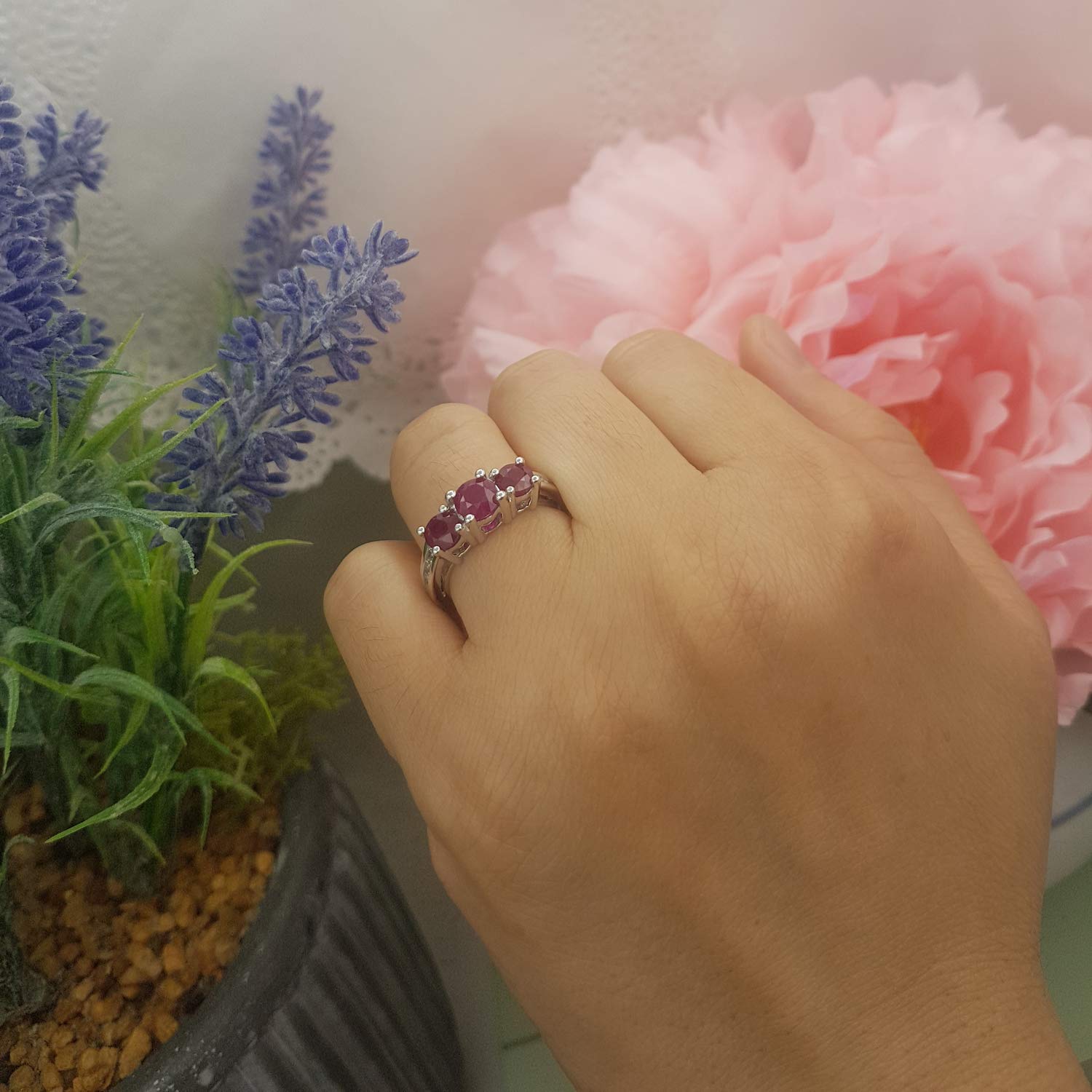 Dazzlingrock Collection 10K Solid White Gold Round Ruby & White Diamond Women's Bridal Engagement Ring – Perfect for Proposals, Anniversaries & Special Occasions