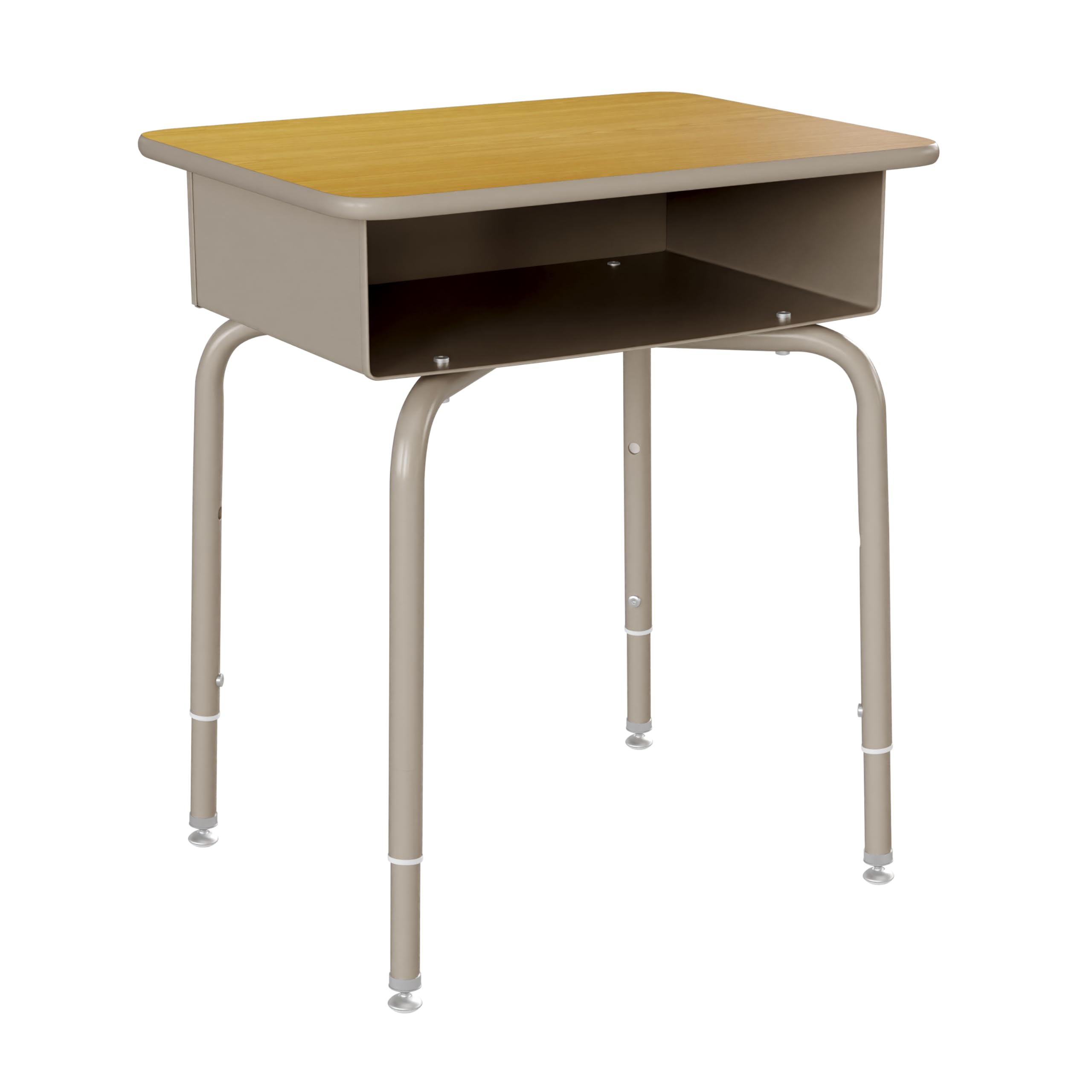 Maple Open Front Student Desk with Silver Metal Frame - 24
