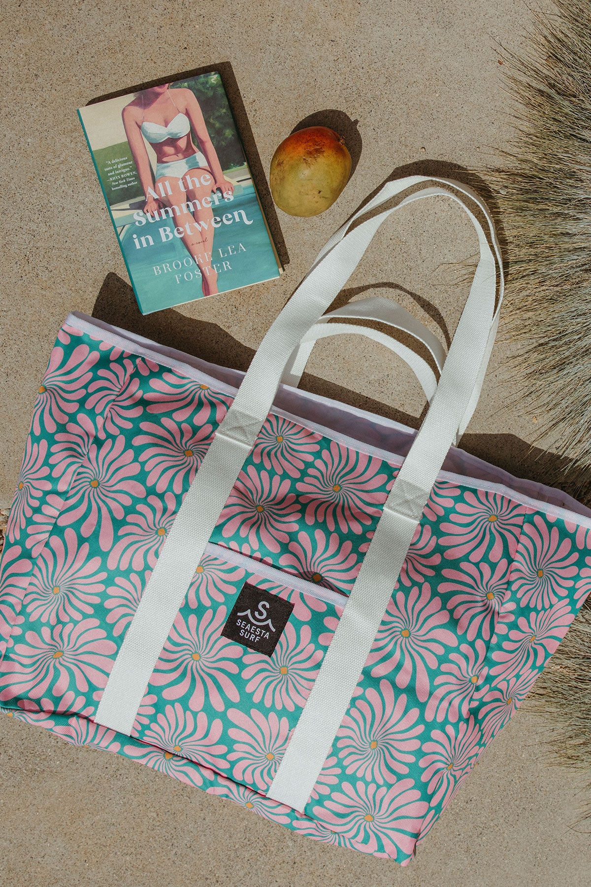 Eco-Friendly Wavy Floral Print Recycled Cotton Tote Bag - Azalea Design for Grocery Shopping, Beach Trips & Daily Use