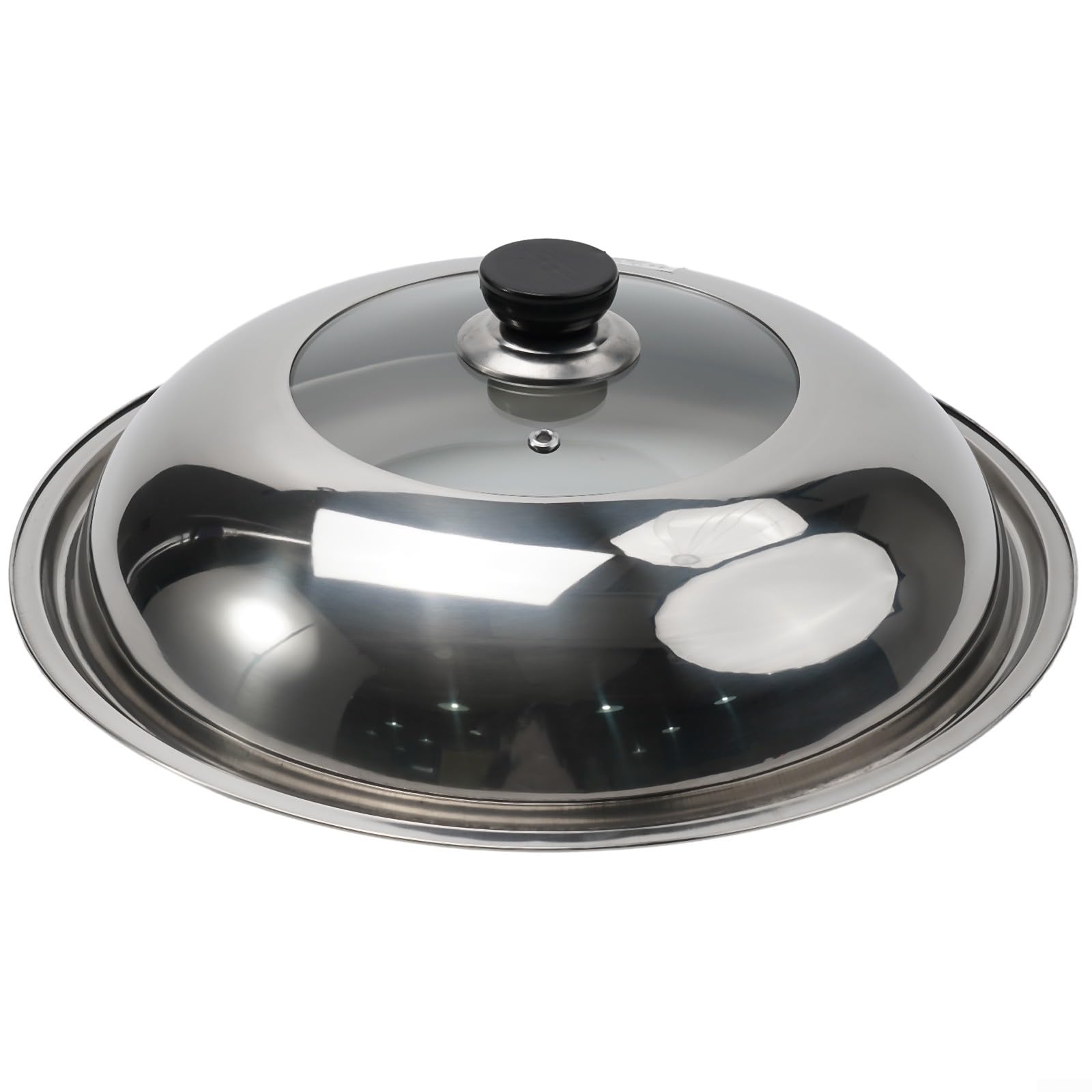 FACAIIO 34cm Stainless Steel Wok Lid - Splash-Proof, Easy to Use & Lift, Effortless Steam Control for Stir-Frying, Deep Frying & Healthy Cooking - Perfect for Asian Cuisine & Home Chefs