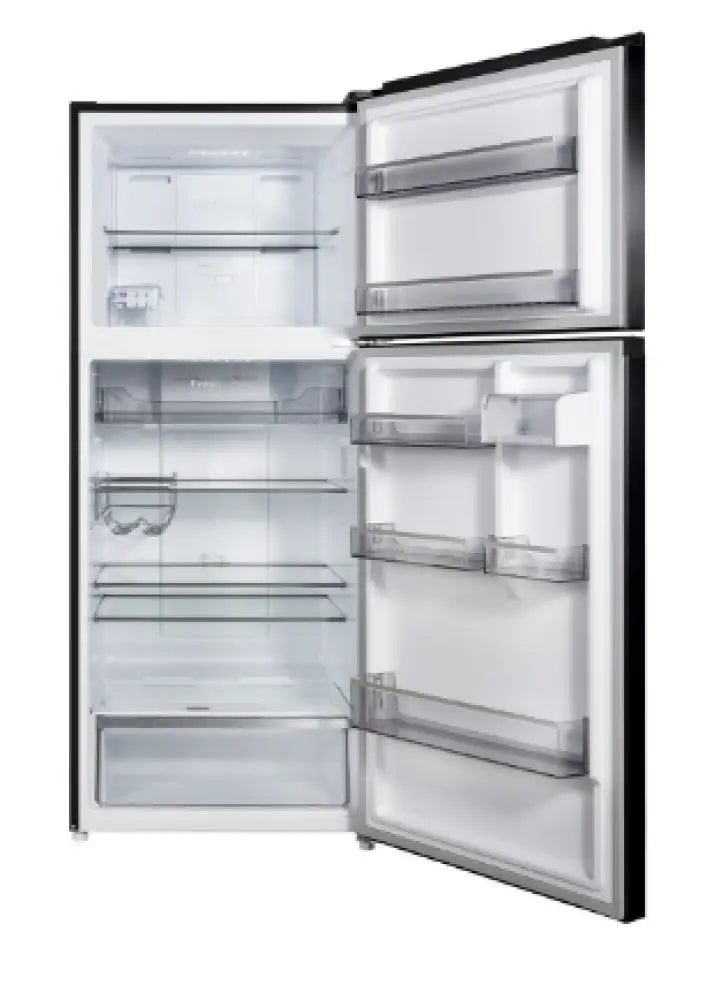 CHiQ CTM409NBS5E 410L Top Mount Refrigerator - Energy Efficient Black Steel Fridge for Kitchen, Home & Office Use