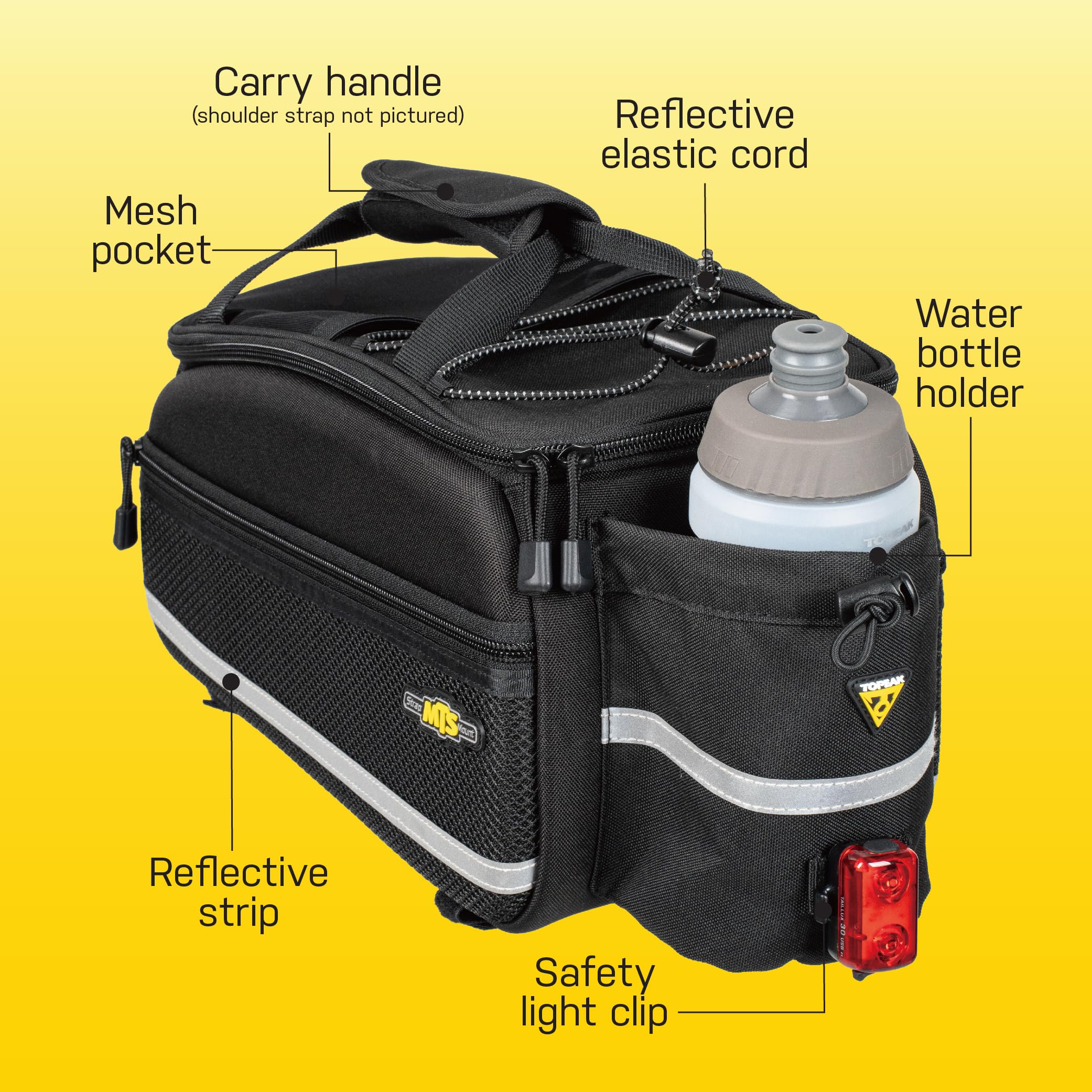 Topeak TrunkBag Rear Bicycle Bag with Strap Mount - Waterproof Bike Pannier for Commuting, Touring & Cycling Accessories Storage