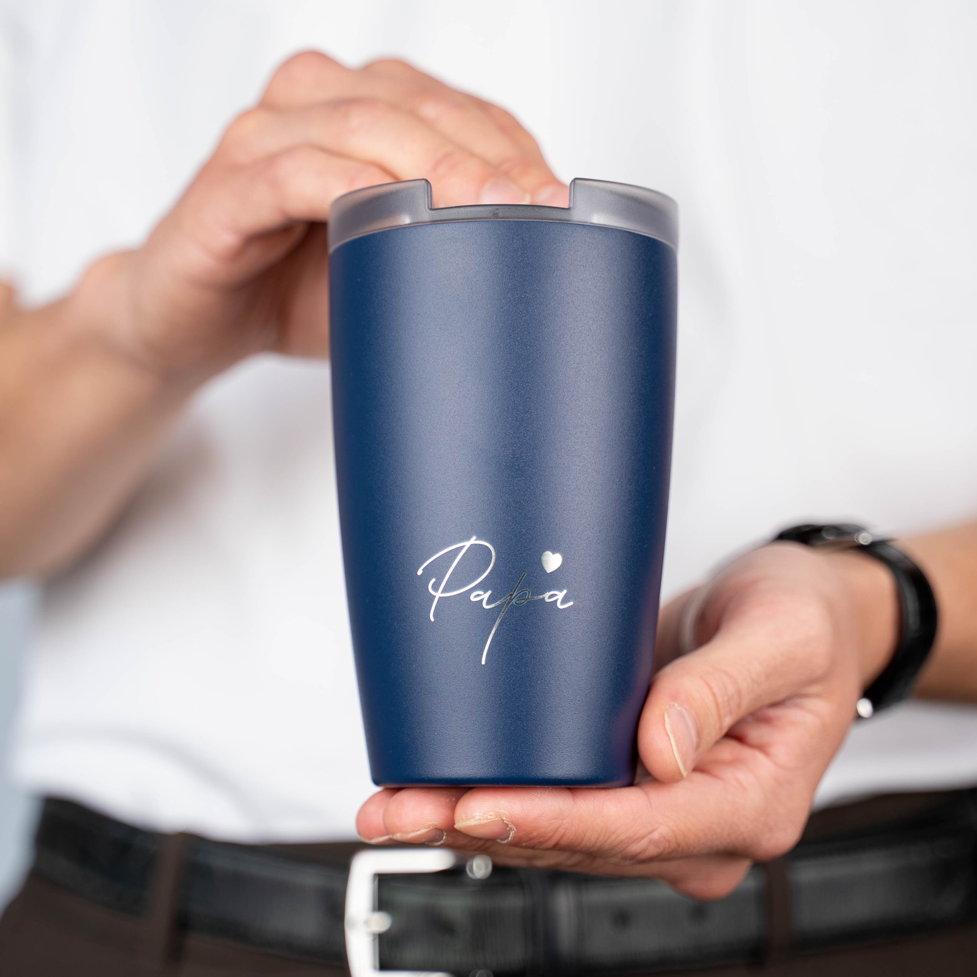 MIDNIGHT PAPA Magnetic Insulated Travel Mug - 16oz Stainless Steel Thermos with Leak-Proof Lid for Coffee, Tea & Hot Drinks - Perfect for Commuting, Office & Outdoor Activities