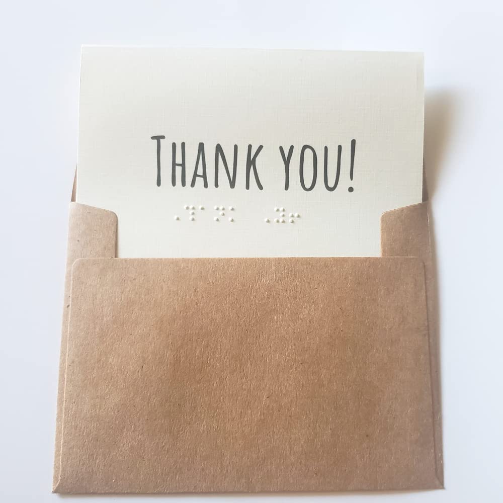 Handmade Braille Thank You Card - A2 Size Large Print Greeting Card for Men, Women & Kids | Perfect for Holidays, Birthdays & Appreciation Gifts
