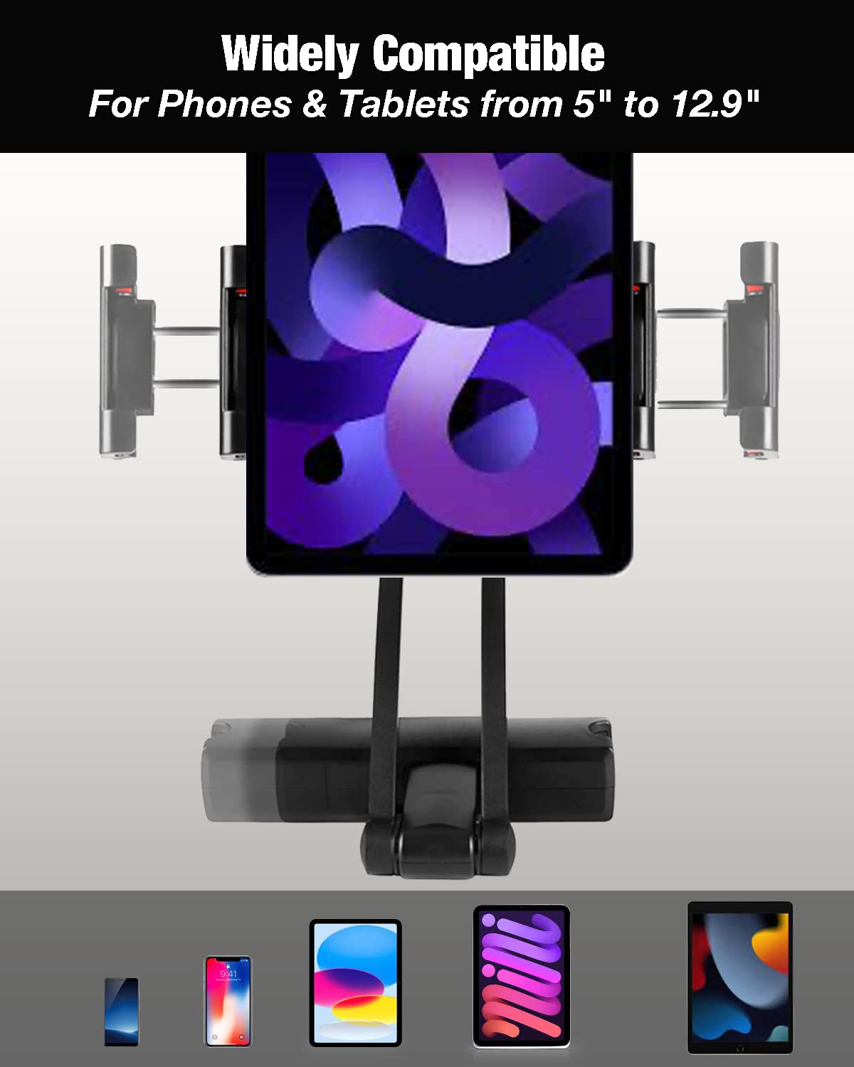 INNOMAX Adjustable Long Arm Tablet Mount - Universal Backseat iPad Holder for 5