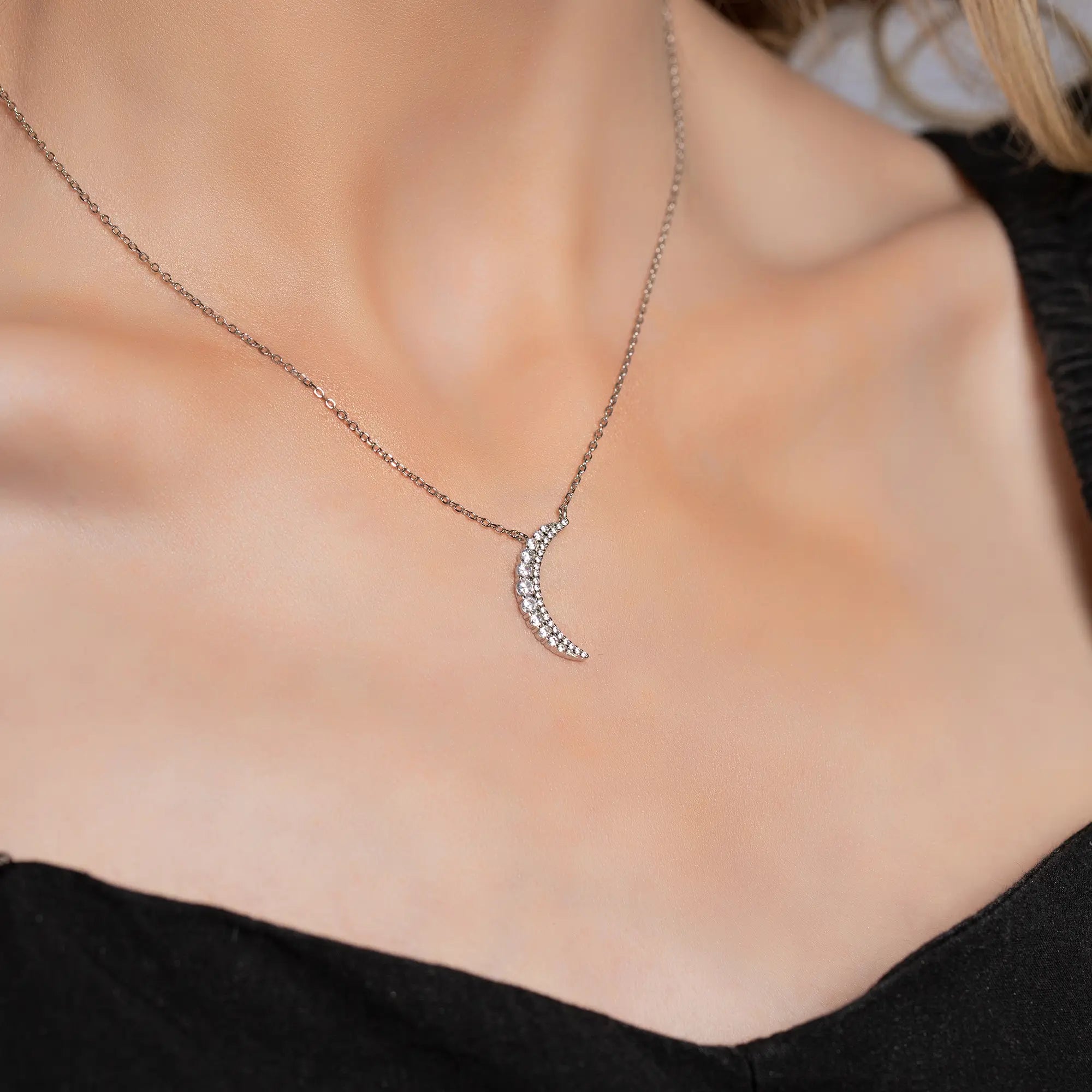 Crescent Moon Necklace for Women - Sterling Silver Moon Pendant Jewelry Gift for Her - Perfect for Birthdays, Anniversaries & Everyday Wear