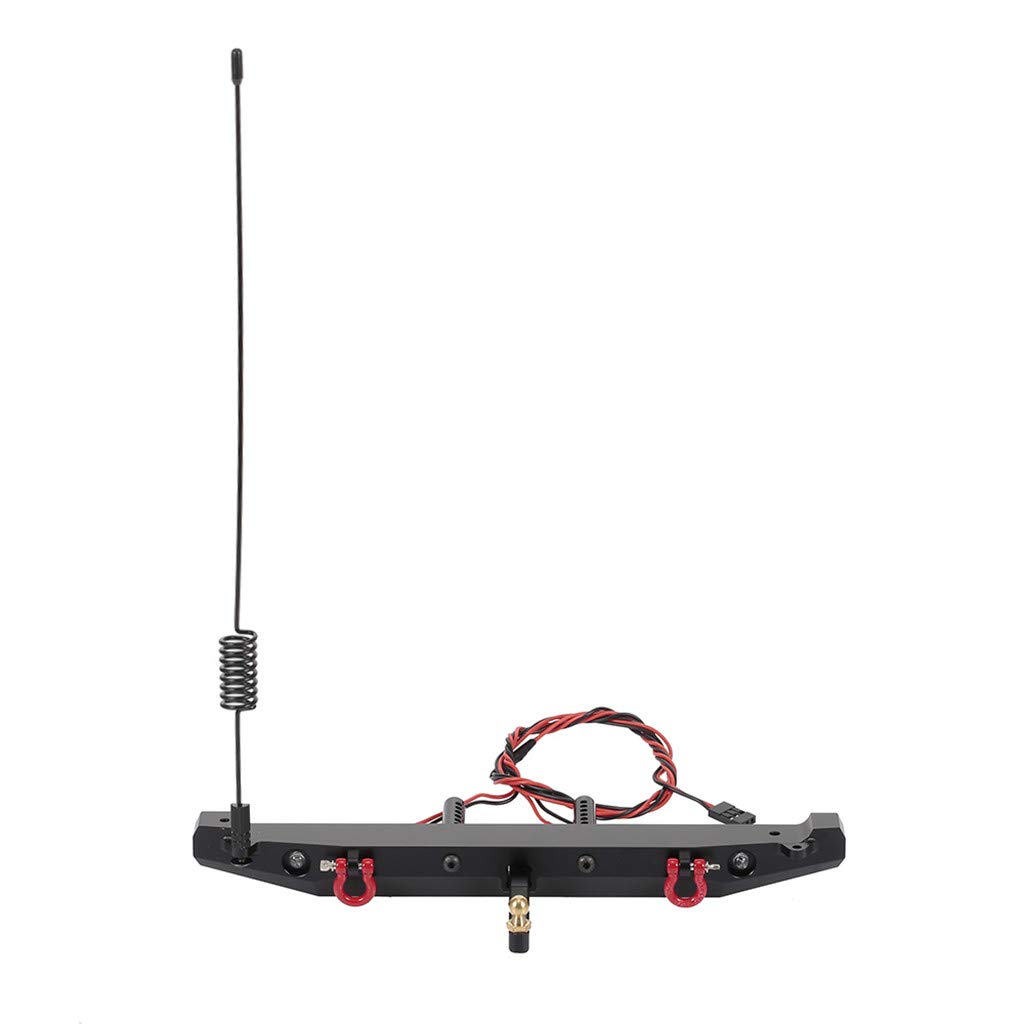 FOOTIC Heavy Duty Metal Rear Bumper with LED Light & Antenna Tail Hook for 1:10 Scale RC Crawler Cars - Compatible with TRX4, Axial SCX10, 90046 Models - Perfect for Off-Roading & Rock Crawling Adventures