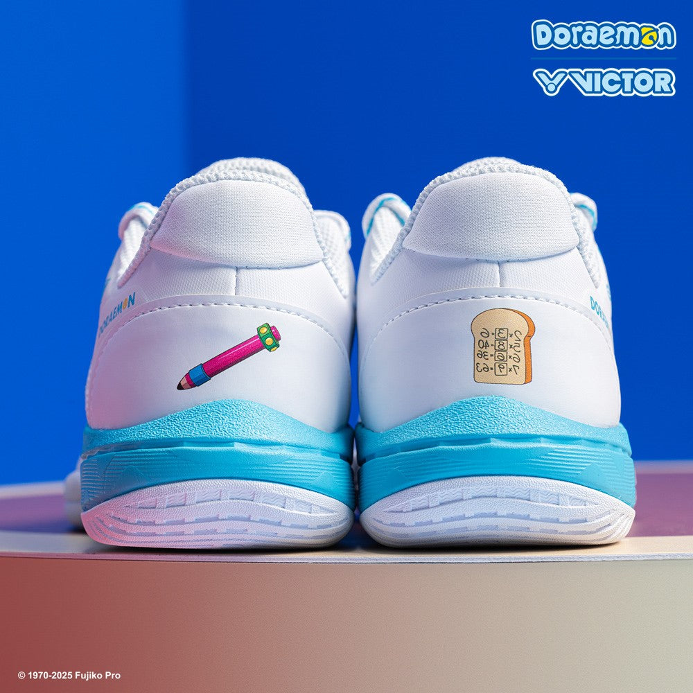 Victor X Doraemon P DRMJR Junior Court Shoes for Kids - Bright White - Comfortable Sneakers for School, Sports & Daily Wear