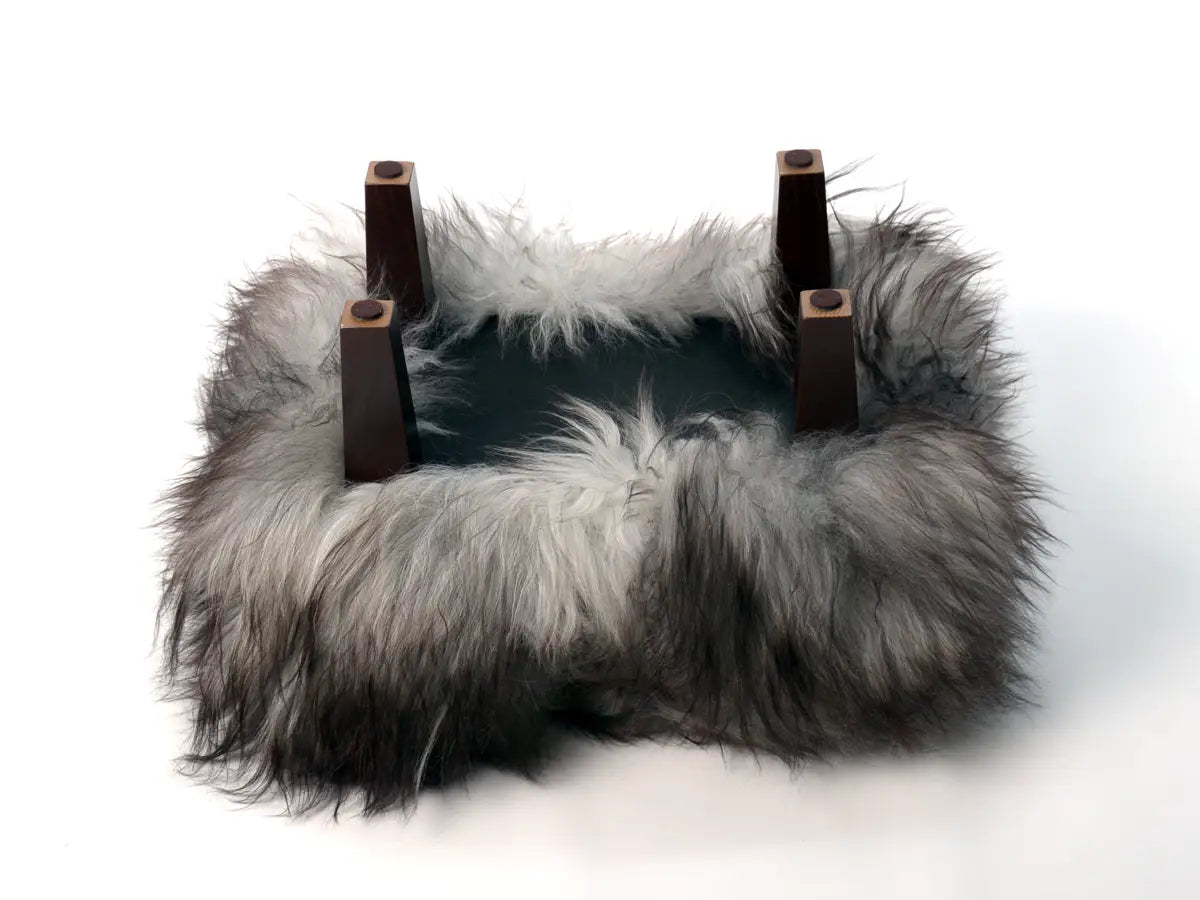 Premium Yeti Stool #1 - Soft Sheepskin Footstool 45x30x30cm - Cozy Home Decor for Living Room, Bedroom & Nursery - Perfect Ottoman for Relaxing & Foot Support