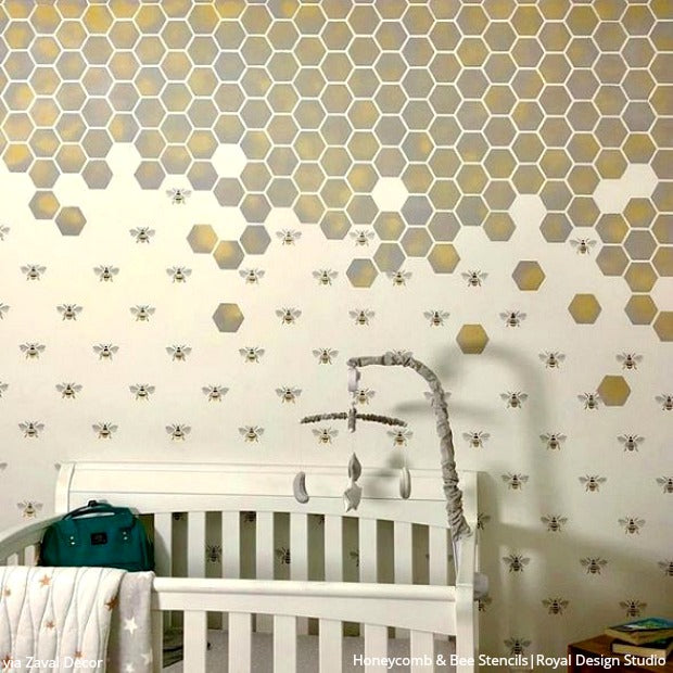 Bee Stencil for Crafts - The Buzz Allover Design | Perfect for DIY Projects, Wall Art, and Home Decor