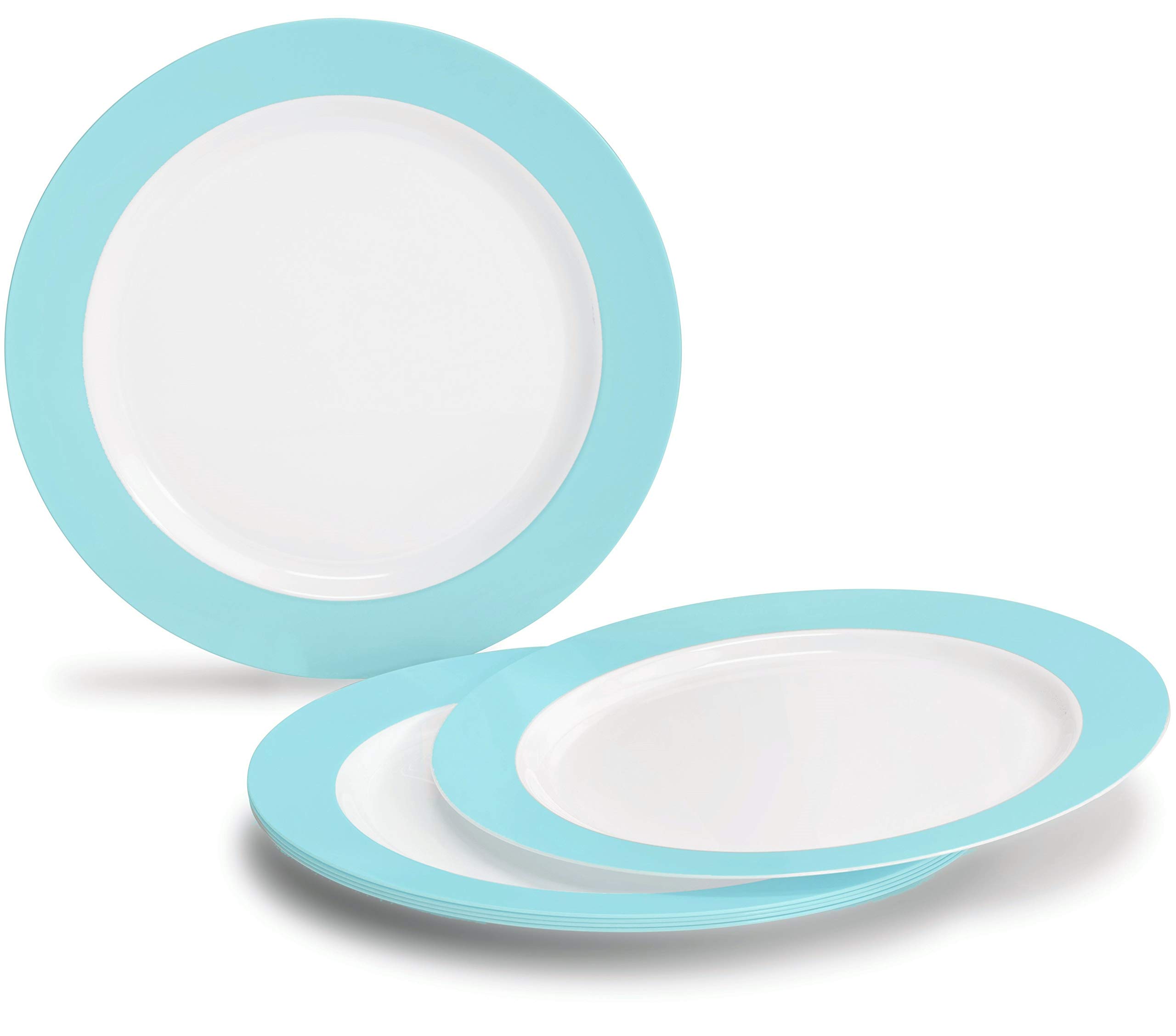 960-Piece Disposable Plastic Plate Set for 120 Guests - 10.5'' & 7.5'' Plates, Silverware, Cups & Napkins (Rio, White & Pearled Turquoise) - Perfect for Weddings, Parties, Events & Catering