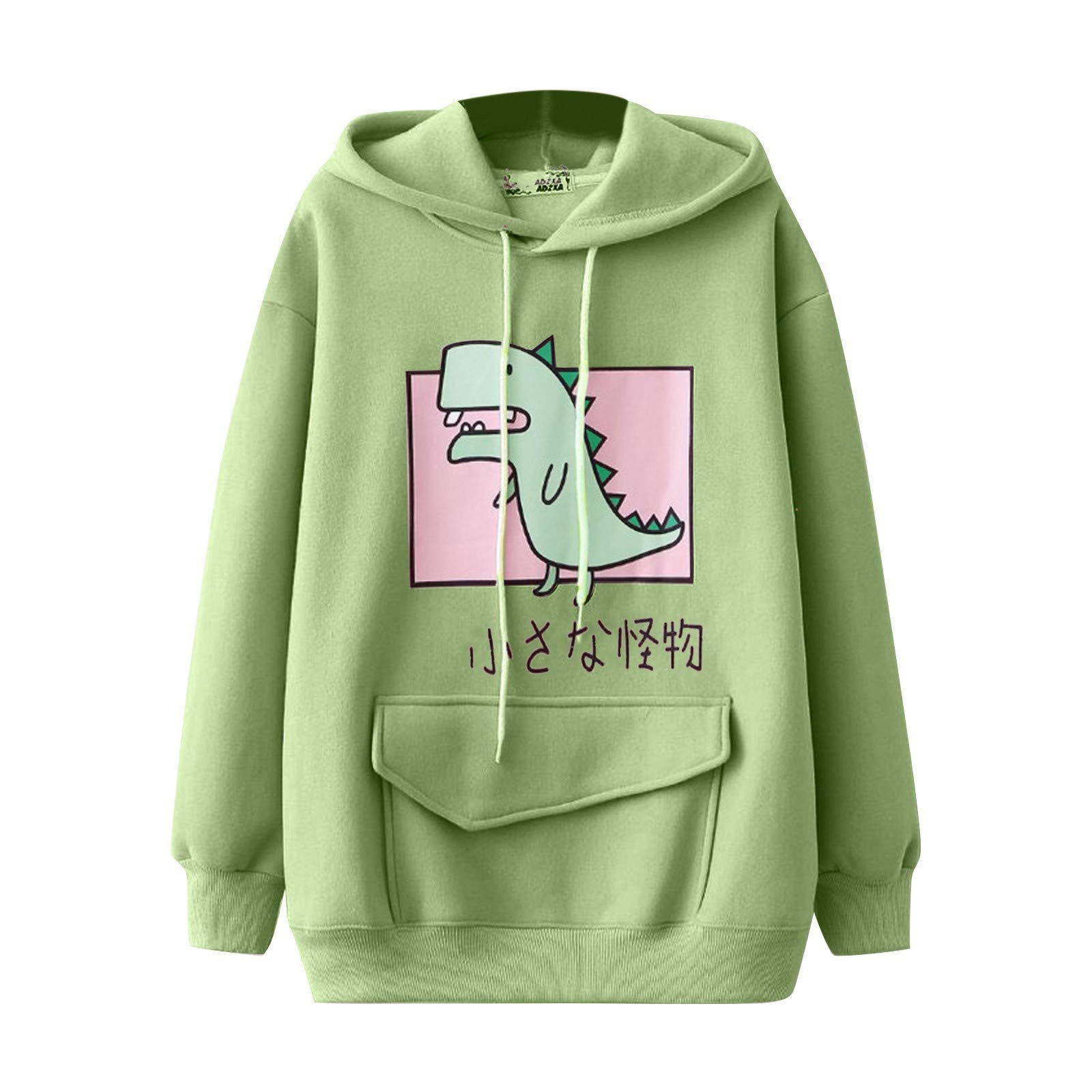 Women's Loose Hoodies - Kawaii Monster Vintage Hooded Pullover Sweatshirt | Lightweight Long Sleeve Cute Top for Fall & Winter | Casual Wear, Street Fashion, Anime Cosplay