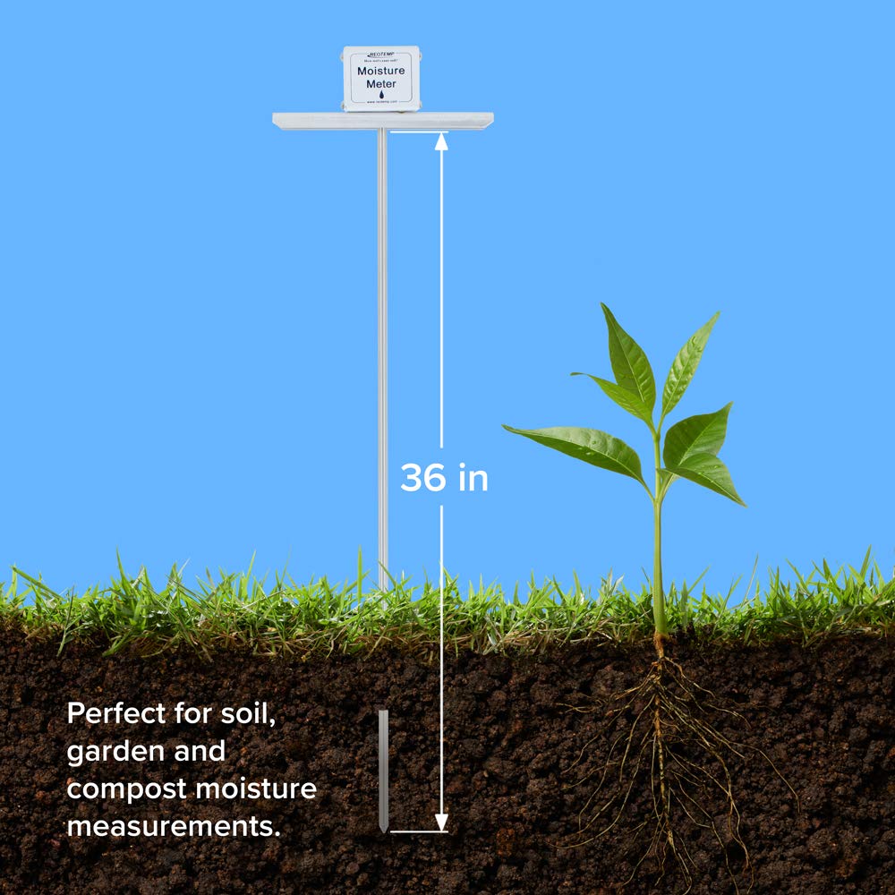REOTEMP 36 Inch Soil Moisture Meter - Professional Garden Compost Tester for Plants, Farms & Lawns | Accurate Moisture Measurement for Healthy Gardening & Landscaping