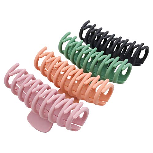 TODEROY 4PCS Large Hair Claw Clips for Women - Non-Slip Matte Banana Clips with Strong Hold for Thin & Thick Hair - Perfect for Updos, Ponytails & Everyday Styling
