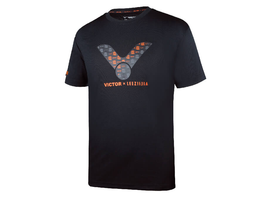 Victor T LZJ302 C Unisex Badminton T-Shirt - Breathable Quick-Dry Sports Shirt for Men & Women [Black] - Perfect for Badminton, Tennis & Casual Wear