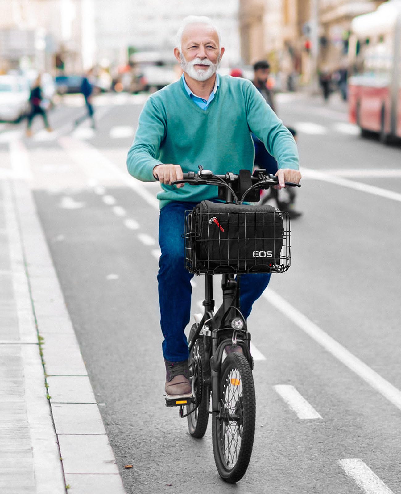 ANZOME Folding Bike Basket - Waterproof Metal Front Basket with Holder for Electric Bicycles - Perfect for Commuting & Shopping