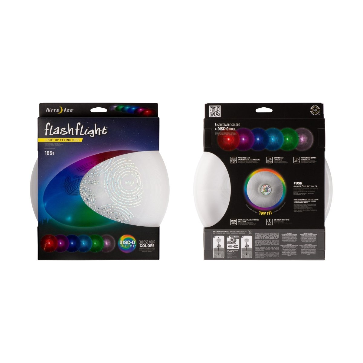Nite Ize FlashFlight LED Light Up Flying Disc - Glow in The Dark Dog Toy for Night Play, Beach, Park & Backyard Fun