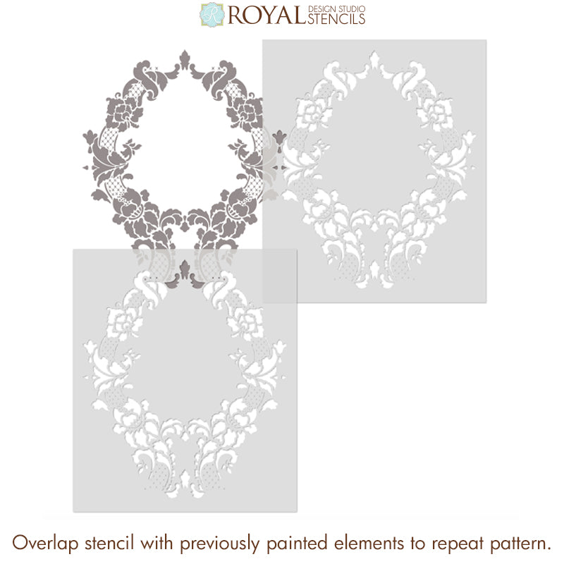 Floral Damask Wall Stencil for DIY Home Decor - Reusable Painting Template for Living Room, Bedroom, and Nursery Decoration