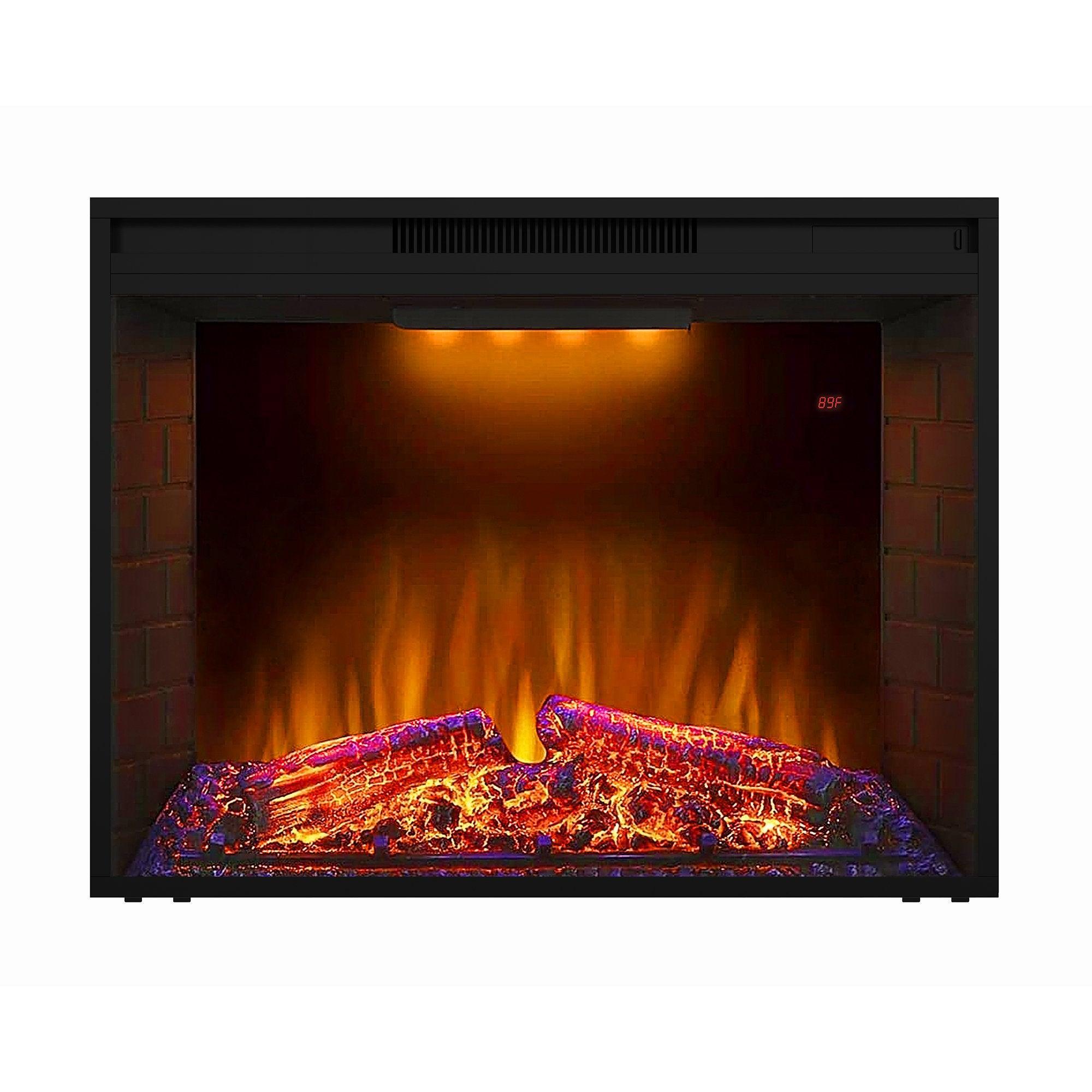 Black Electric Fireplace Heater Insert with Overheating Protection & Remote Control - Perfect for Living Rooms, Bedrooms & Offices