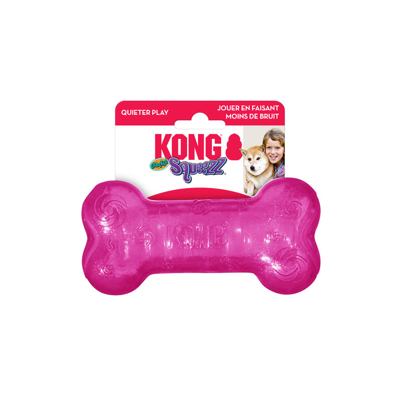 Kong Squeezz Crackle Bone - Durable Dog Chew Toy for Aggressive Chewers - Interactive Pet Toy for Boredom Relief & Dental Health - Perfect for Indoor & Outdoor Play