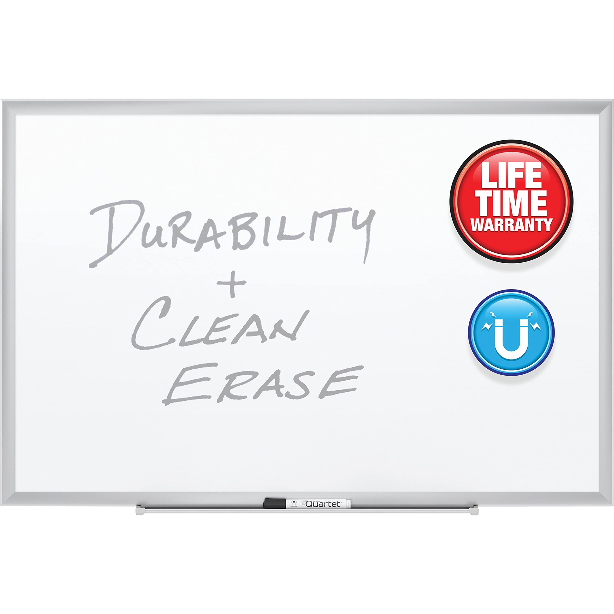 Quartet Magnetic Porcelain Whiteboard 4' x 3' - Premium Dry Erase Board with Silver Aluminum Frame - Ideal for Office, Classroom & Home Use (Model 2544)