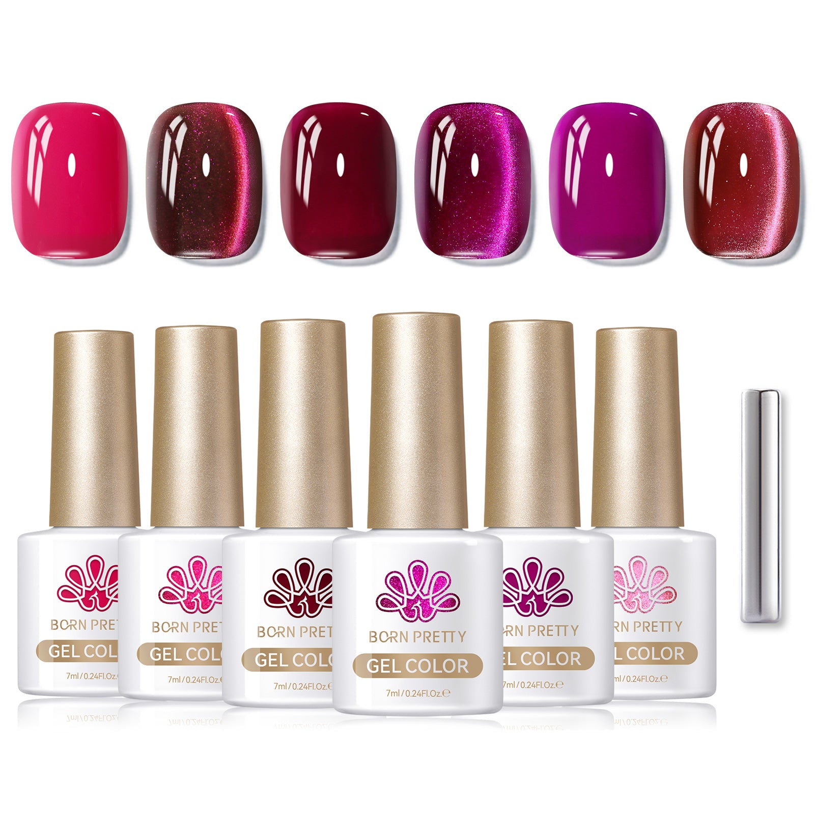 6 Colors Mixed Gel Polish Set - Cat Magnetic Gel Nail Polish - S25 Cyber Sweetheart 7ml - Perfect for Nail Art, DIY Manicures & Salon Use