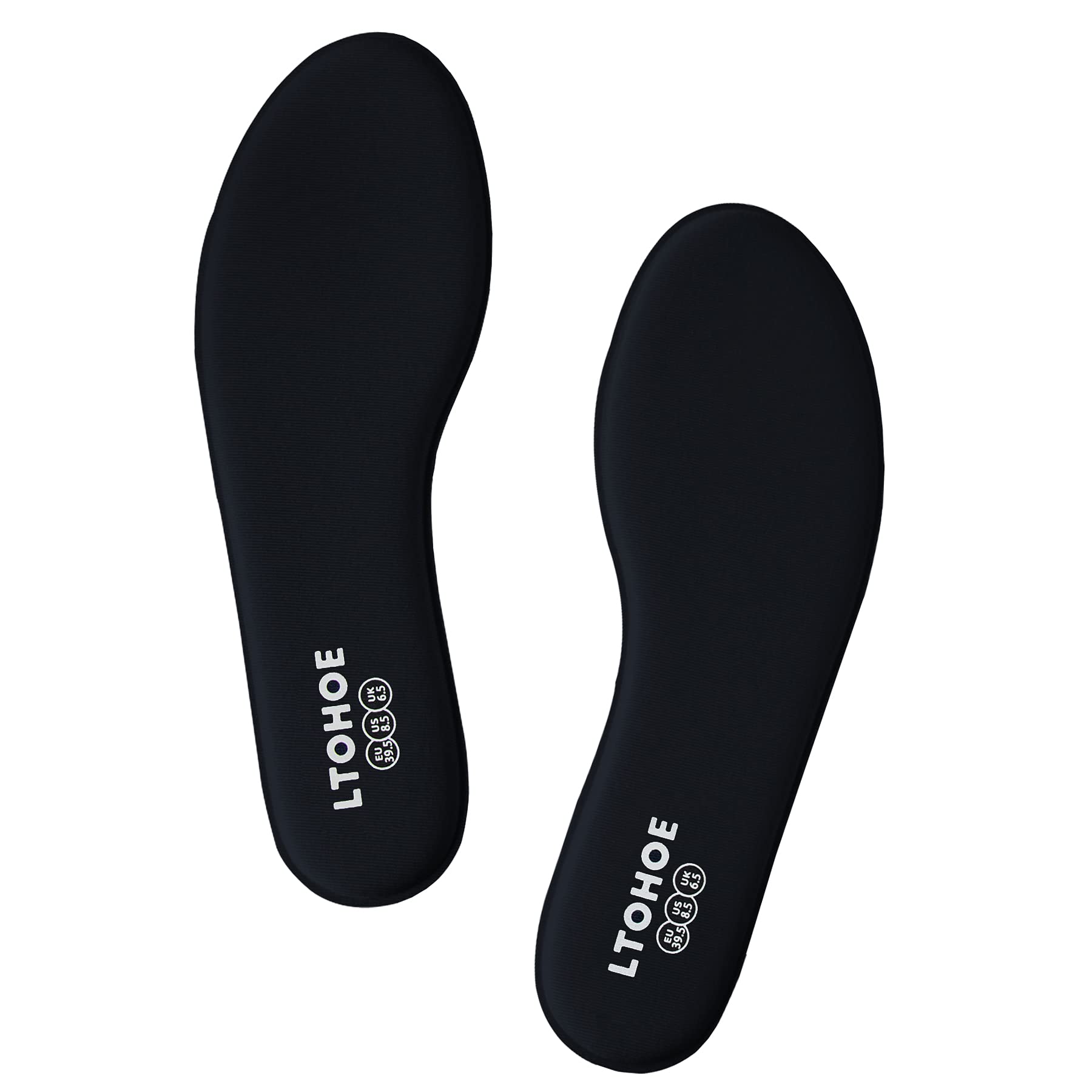 LTOHOE Women's Memory Foam Shoe Insoles - 8mm Cushioned Orthotic Inserts for Running, Hiking & Sneakers - Shock Absorbing Foot Support for Pain Relief (Black, US 6.5) - Perfect for Workouts, Walking & All-Day Comfort