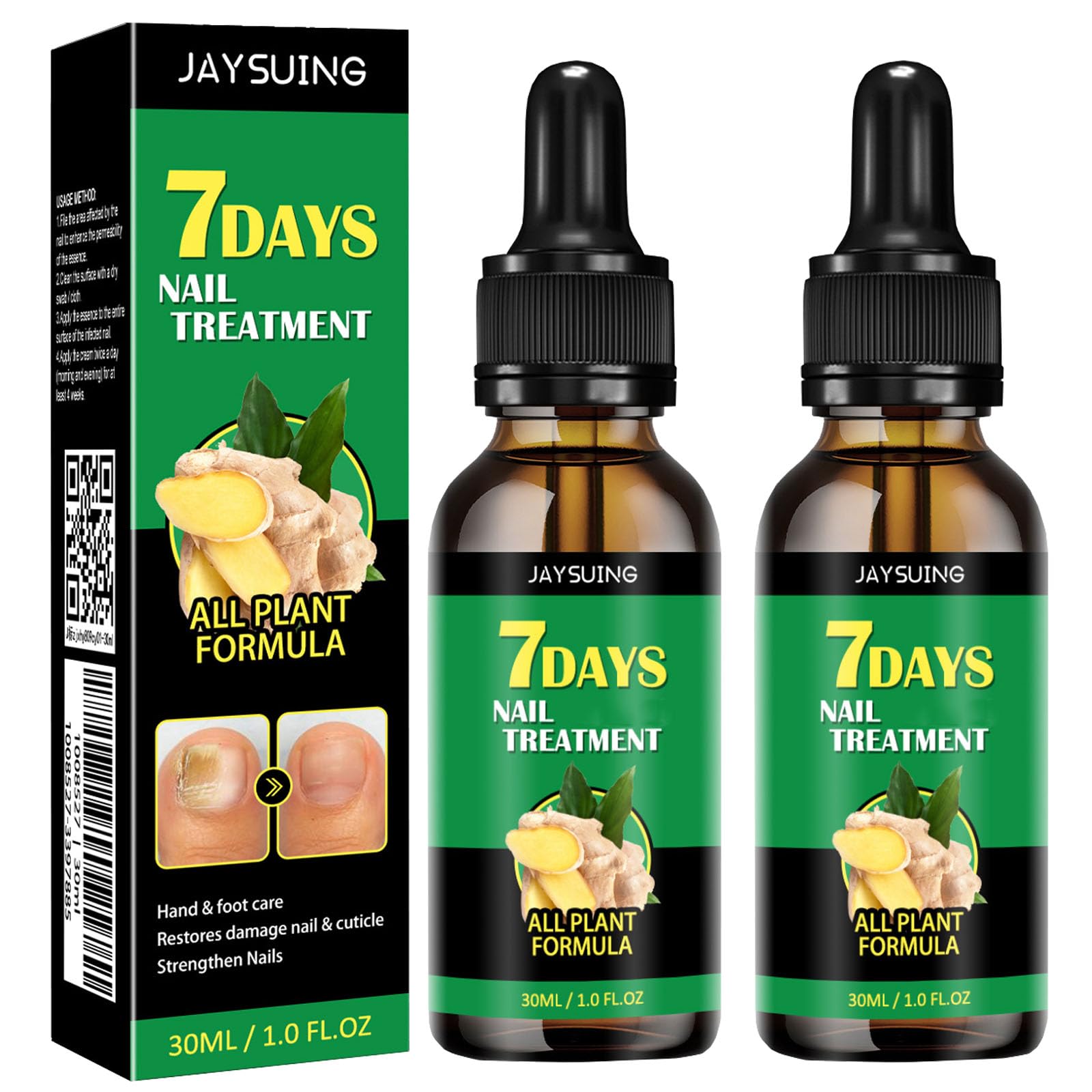 7Days Ginger Nail Growth Treatment Oil - Multi-Purpose Nail Repair & Strengthener Serum with Nutrients | For Brittle, Weak Nails & Cuticle Care | Perfect for At-Home Manicures & Nail Salon Use