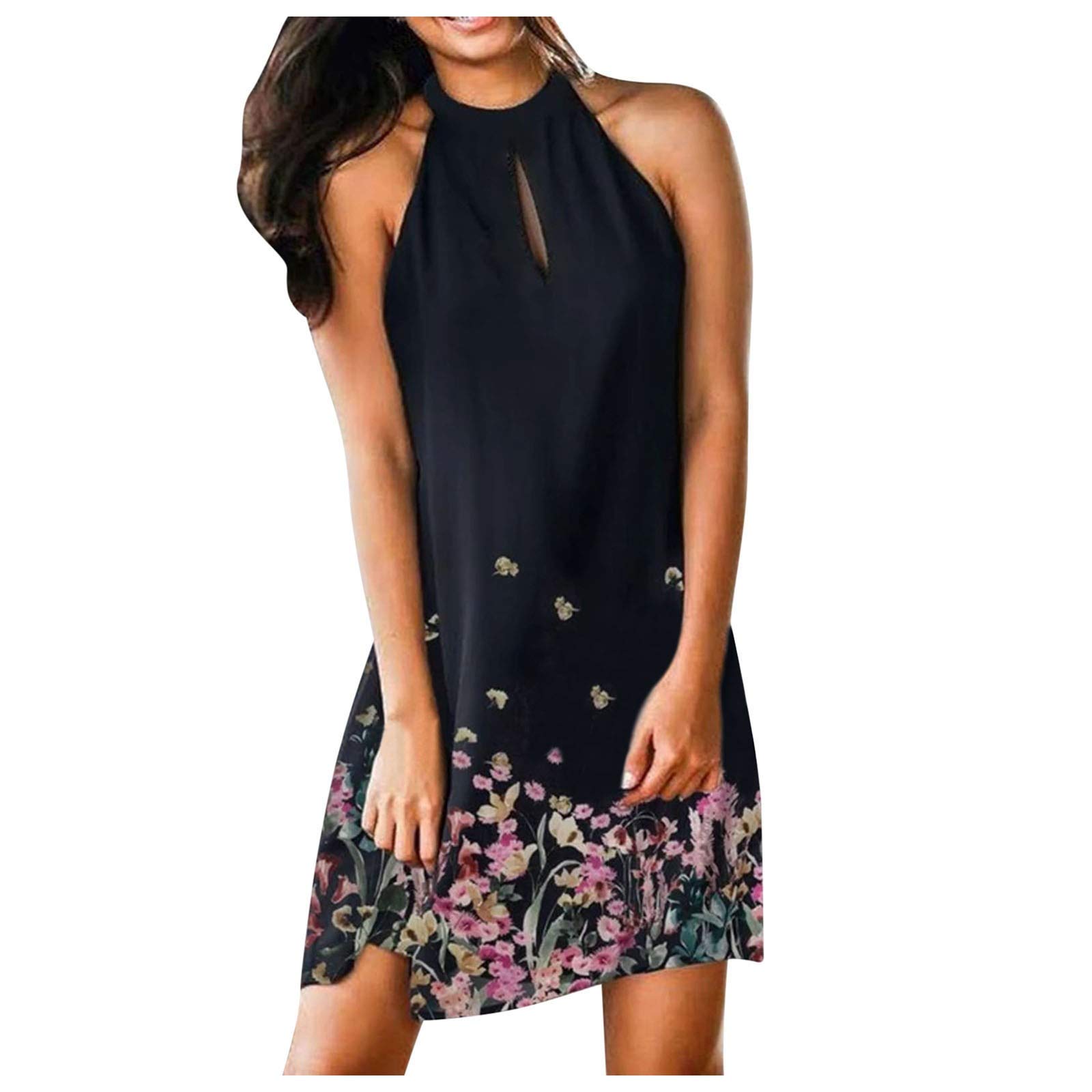 Nulairt Women's Halter Dress - Summer Sleeveless Boho Mini Sundress for Beach, Party & Casual Wear | Flowy Vacation Outfit & Daytime Date Night Dress