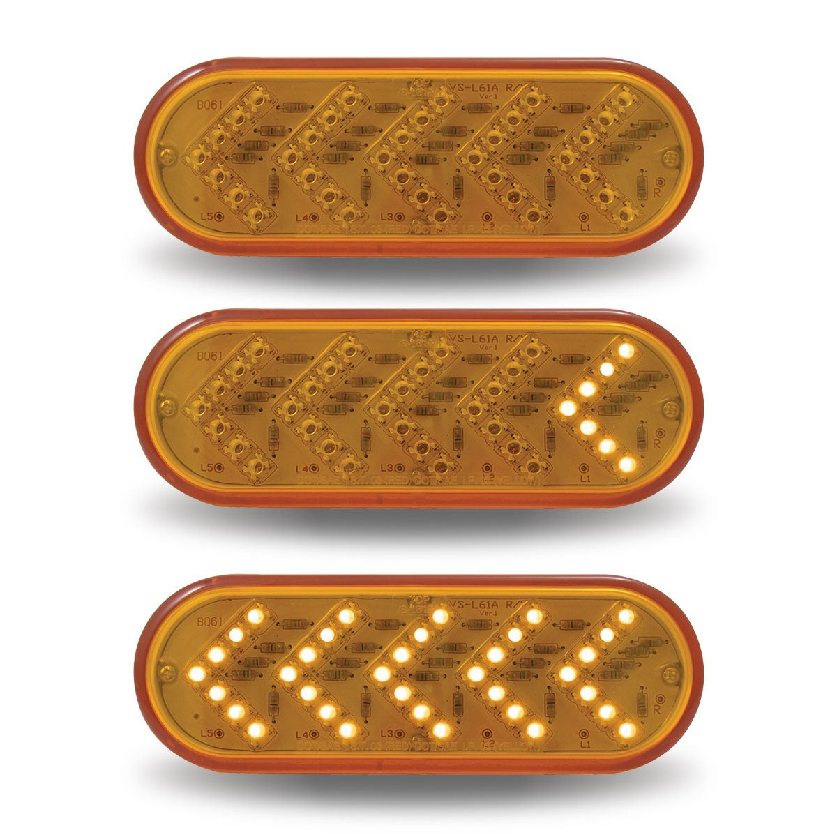 Oval Sequential Arrow Amber LED Turn Signal Lights for Cars & Trucks - High Visibility Safety Lighting for Night Driving & Bad Weather