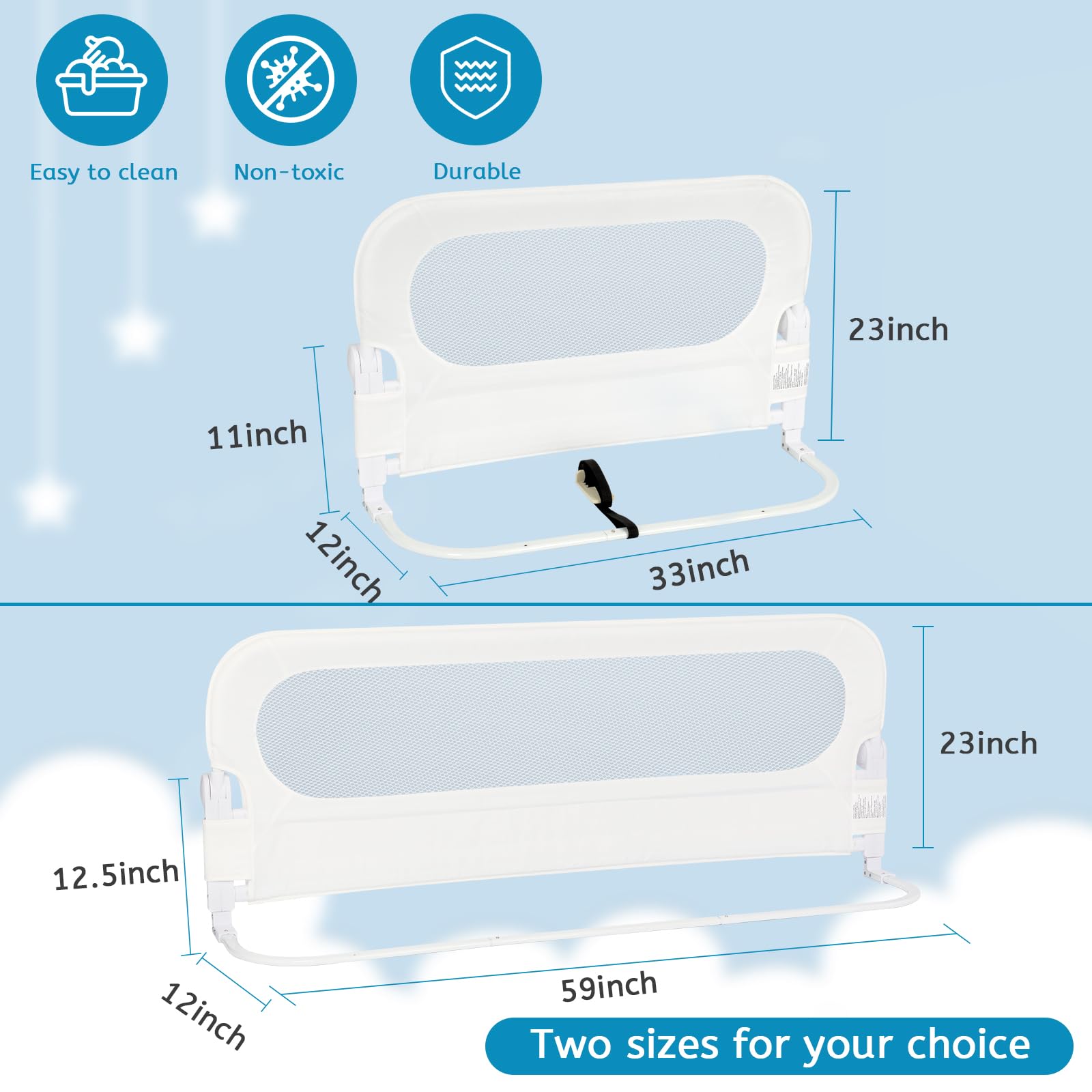 Y-STOP Convertible Toddler Bed Rail - Sturdy Crib Safety Guard with Reinforced Anchor for Baby & Kids | White | Perfect for Crib to Toddler Bed Transition & Nighttime Safety