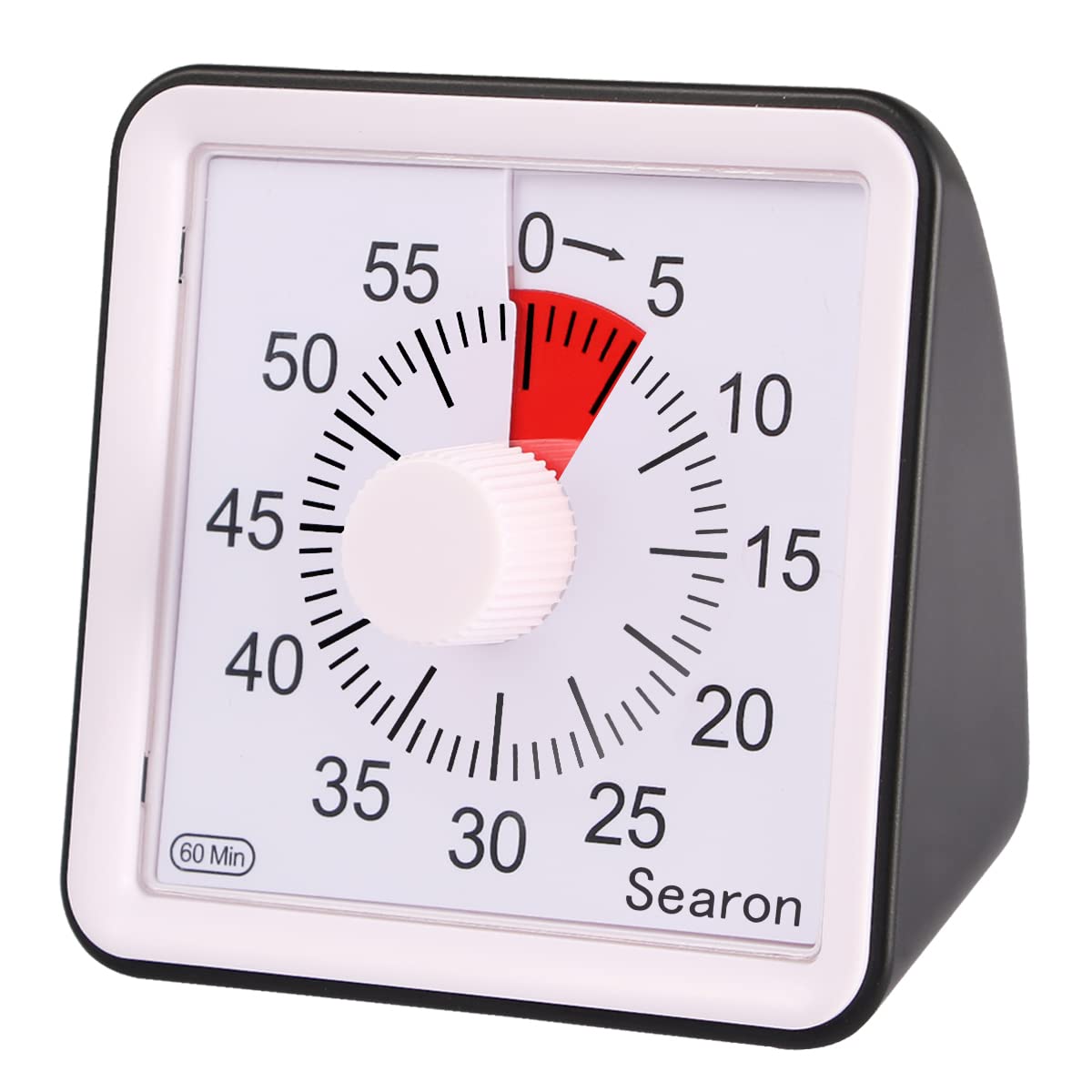 Searon Visual Timer for Kids - Analog Countdown Clock for ADHD, Classroom, Meetings & Adults - Black Square Timer for Time Management & Focus