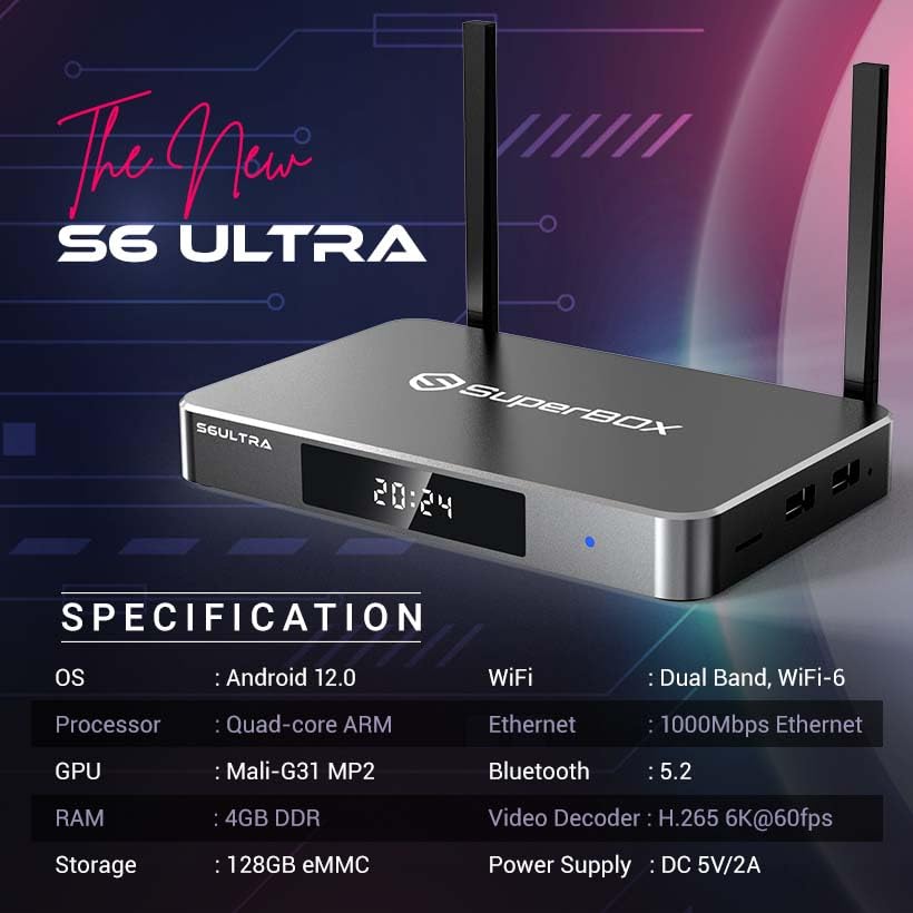 2025 S6 Ultra Android TV Box Bundle - 8K HDMI Cable, 64GB USB, Backlit Keyboard, Ethernet Cable, Air Mouse | Android 12, 4GB RAM, 128GB Storage | Perfect for Home Theater, Streaming & Gaming
