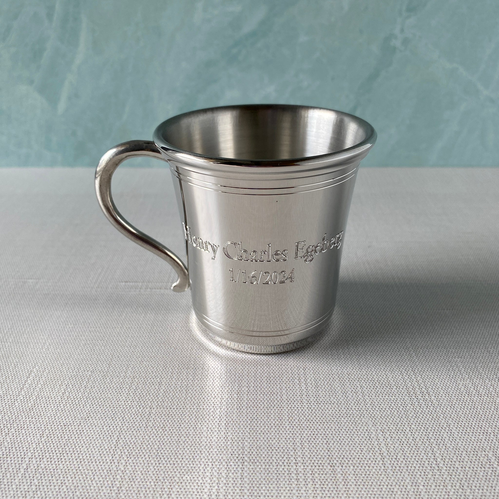 Antique Pewter Carolina Baby Cup - Engraved Keepsake for Christening, Baptism & First Birthday Gifts - Perfect for Baby Showers & Family Heirlooms